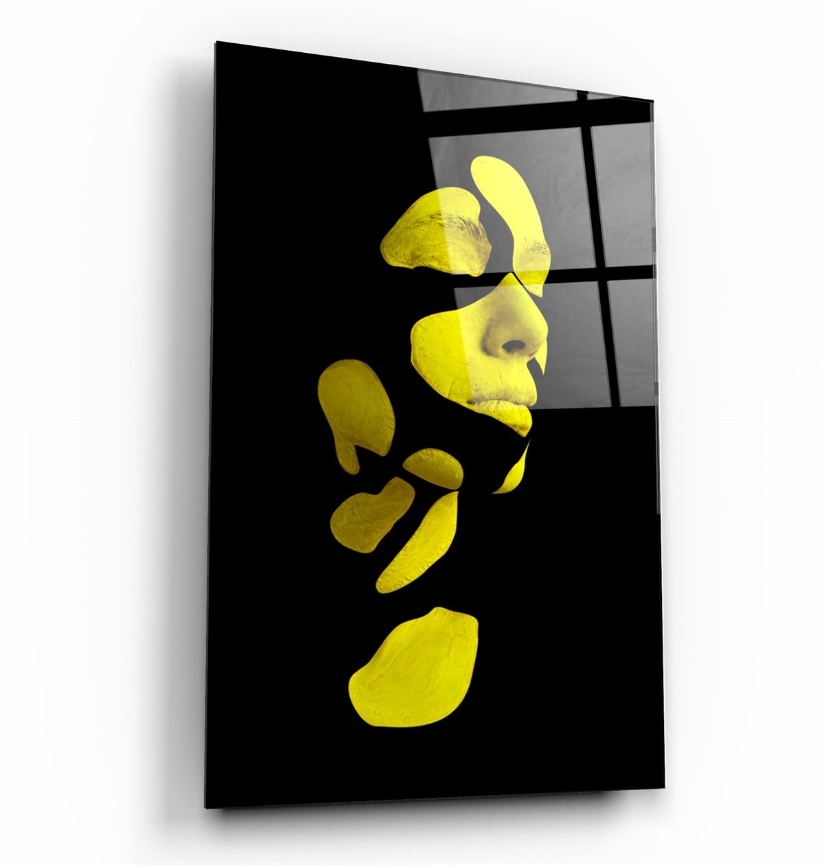 ・"Mysterious Yellow Face"・Glass Wall Art
