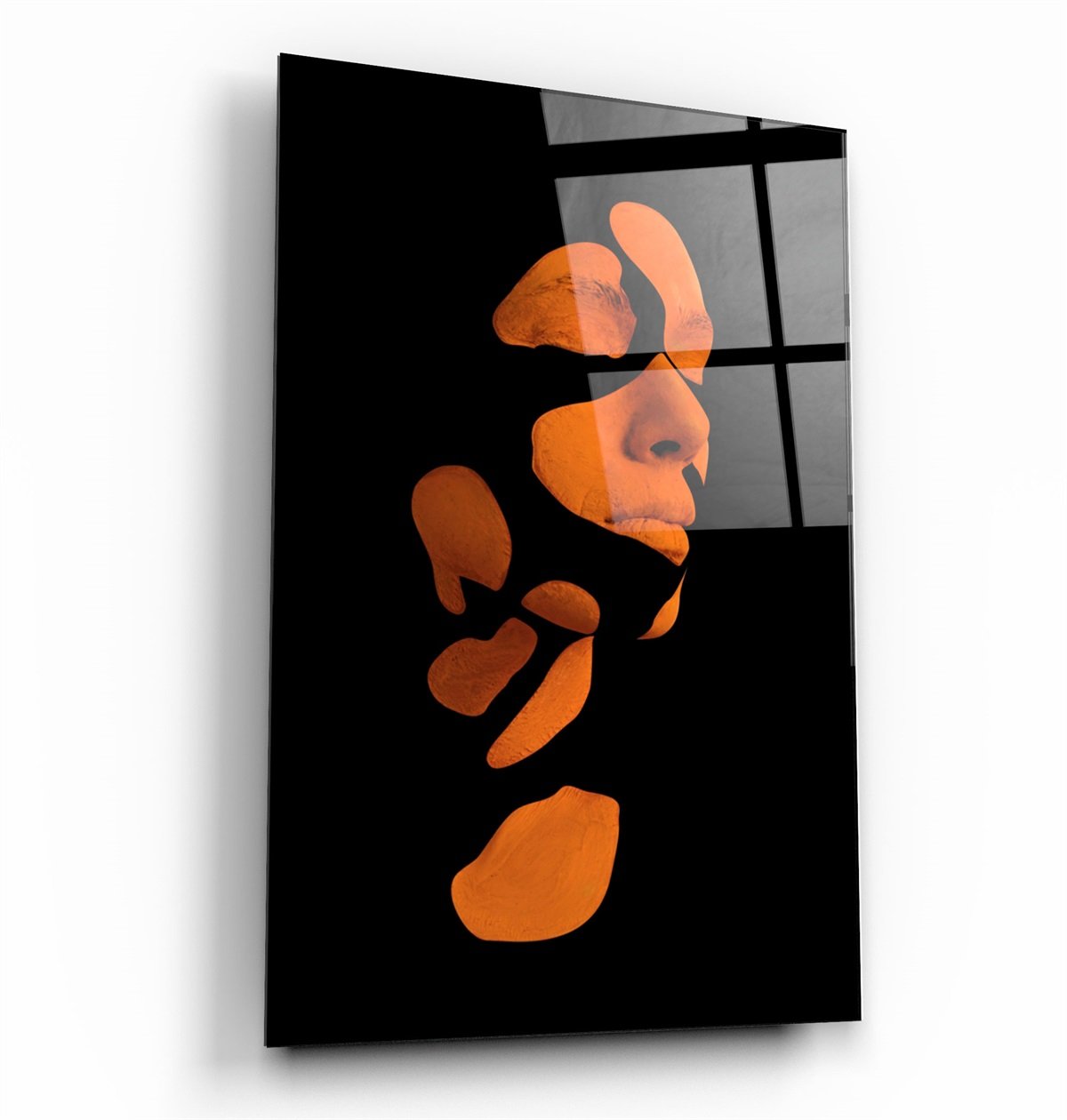 ・"Mysterious Orange Face"・Glass Wall Art