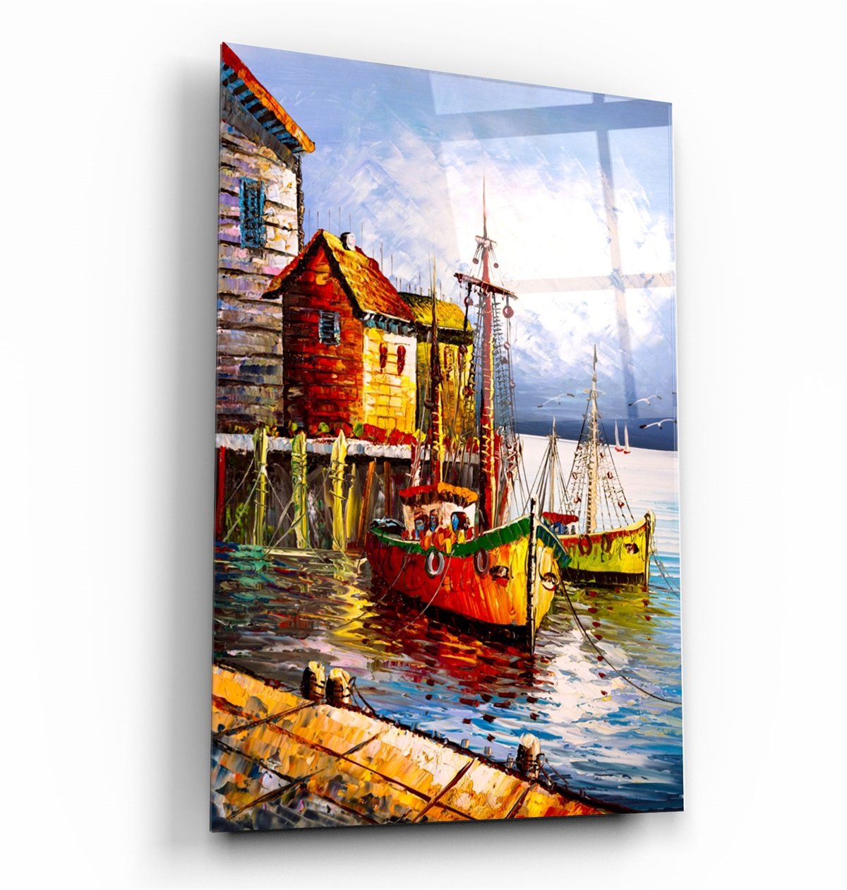 ・"Boats and Houses"・Glass Wall Art