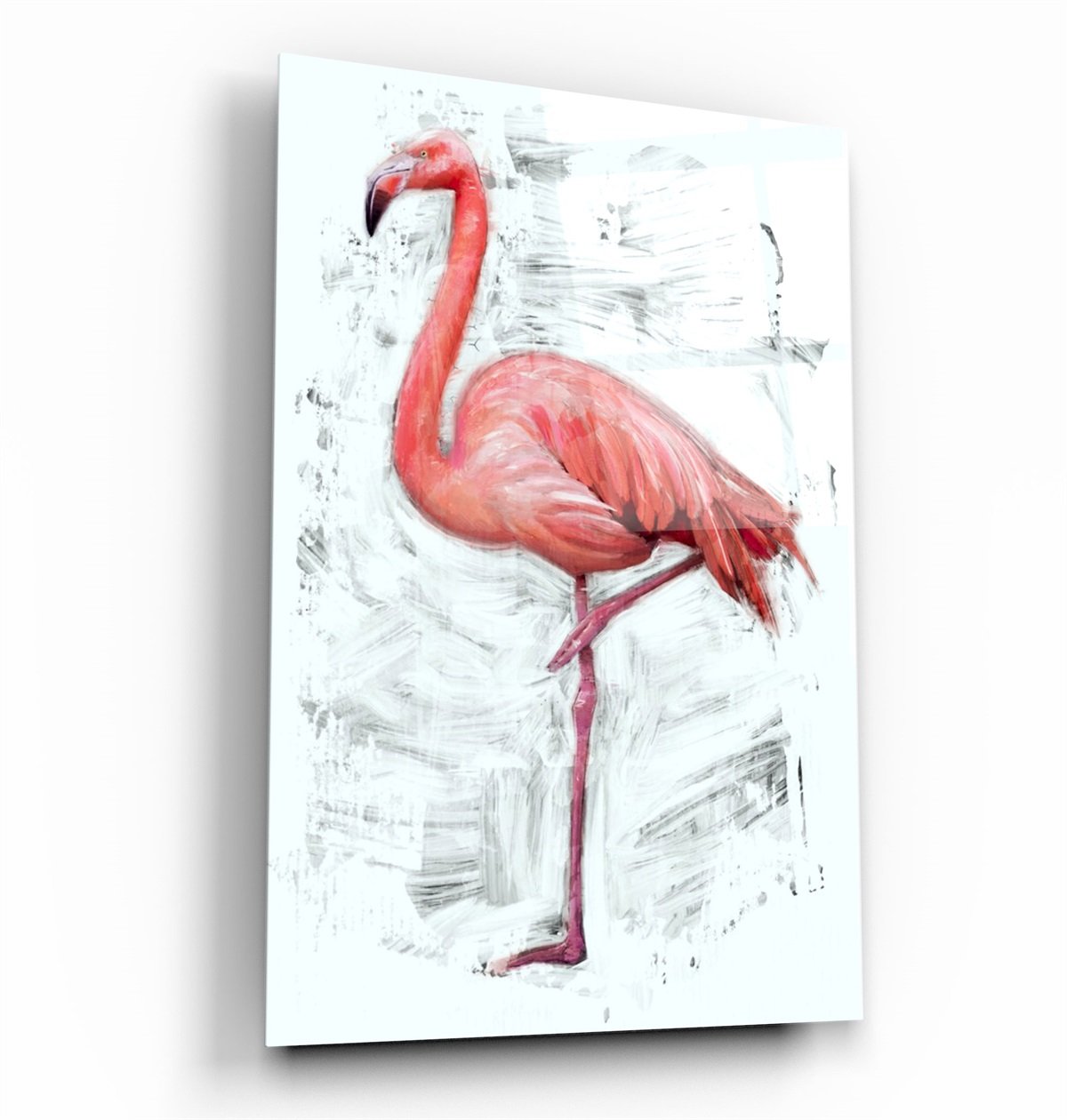 ・„Abstrakter Flamingo“・<tc>Glasbild</tc>