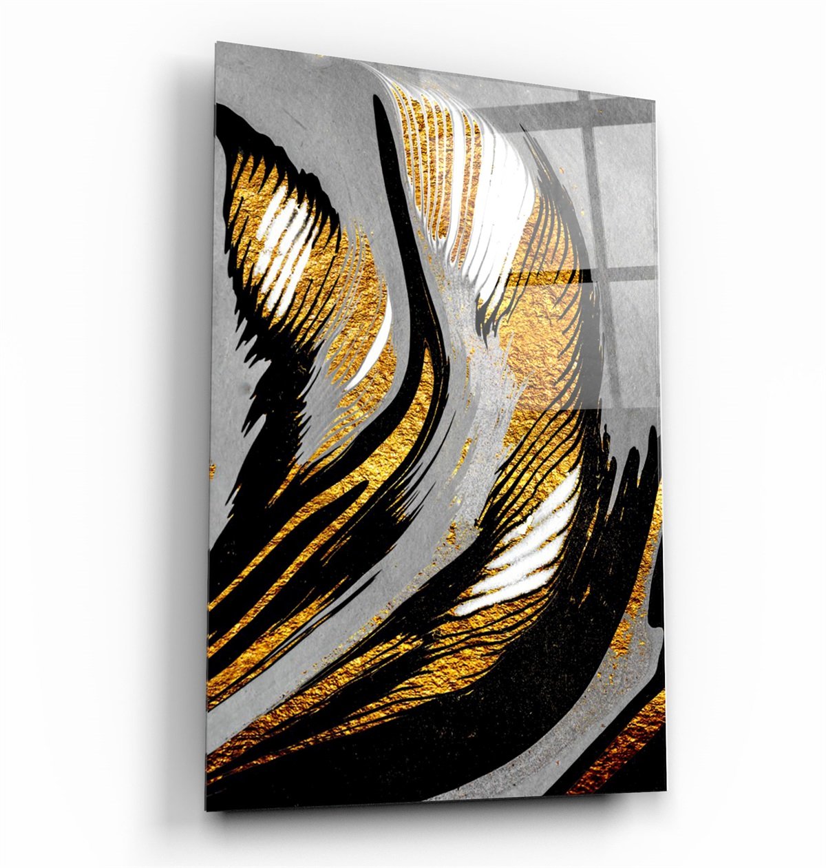 ・"Golden Abstract 2"・Glass Wall Art