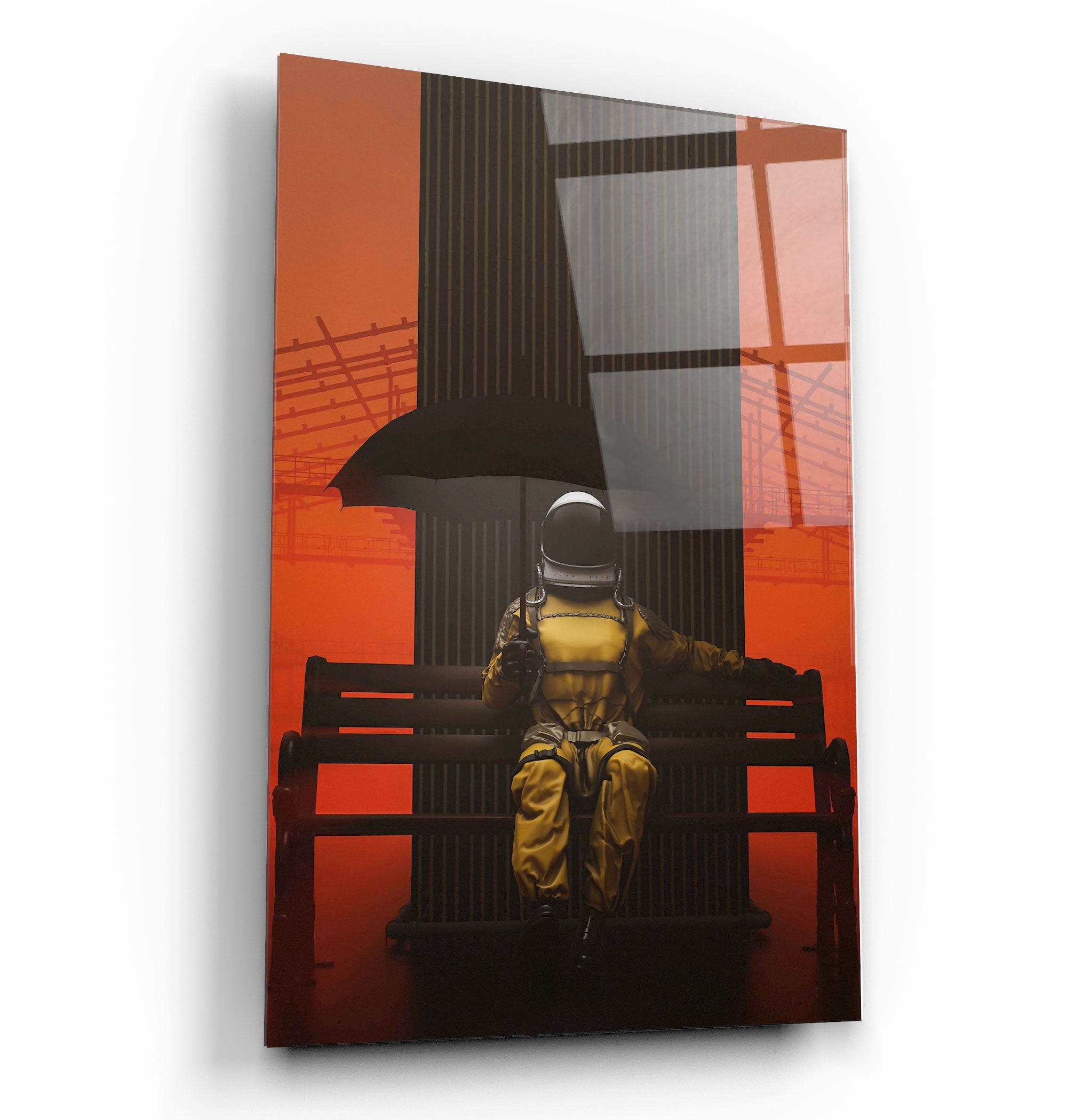 ・„Astronaut auf der Bank“・Designer-Kollektion <tc>Glasbild</tc>