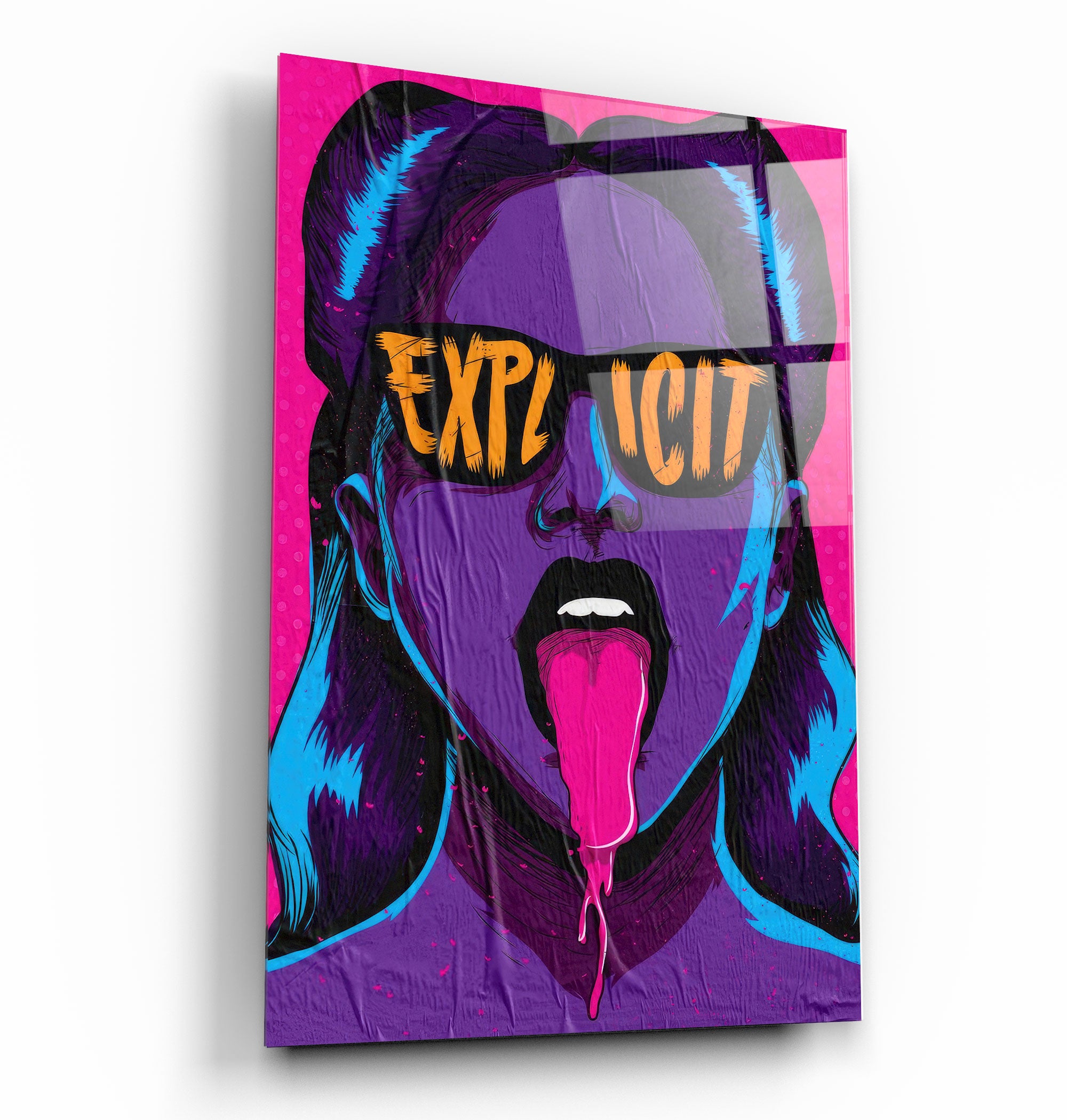 ・"Explicit - Purple"・Designer's Collection Glass Wall Art