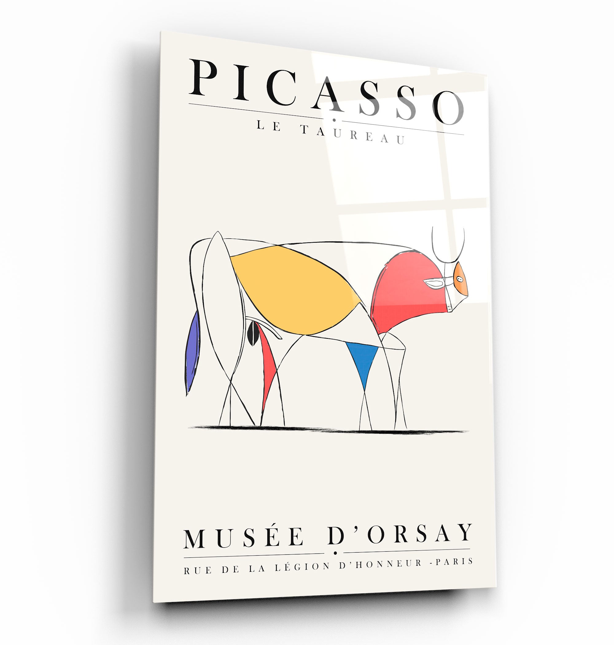 ・"Pablo Picasso - Le Taureau"・Art mural en verre de la collection d'impressions de galerie