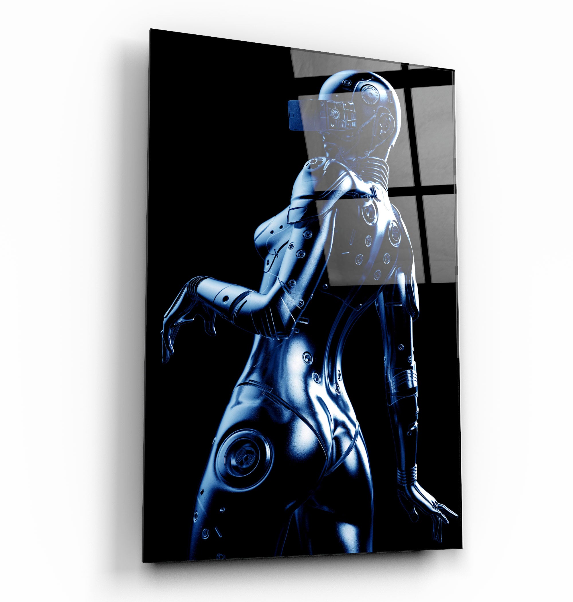 ・"Robo Girl Metalic Blue"・Designer's Collection Glass Wall Art