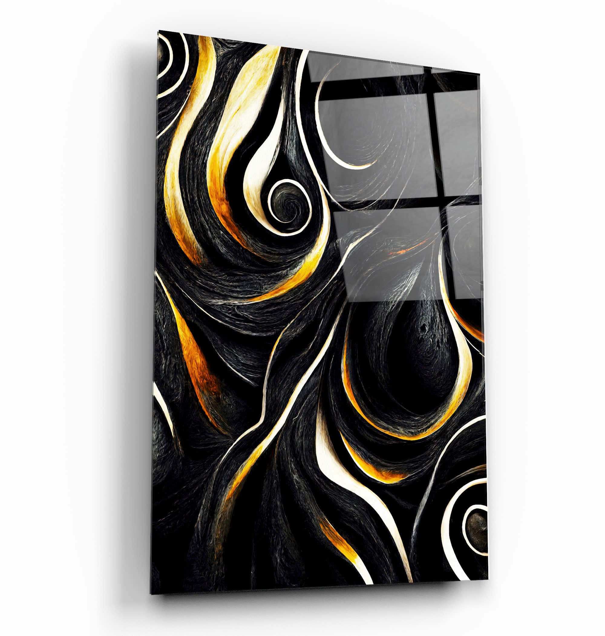 ・"Golden Black Wood"・Secret World Collection Glass Wall Art