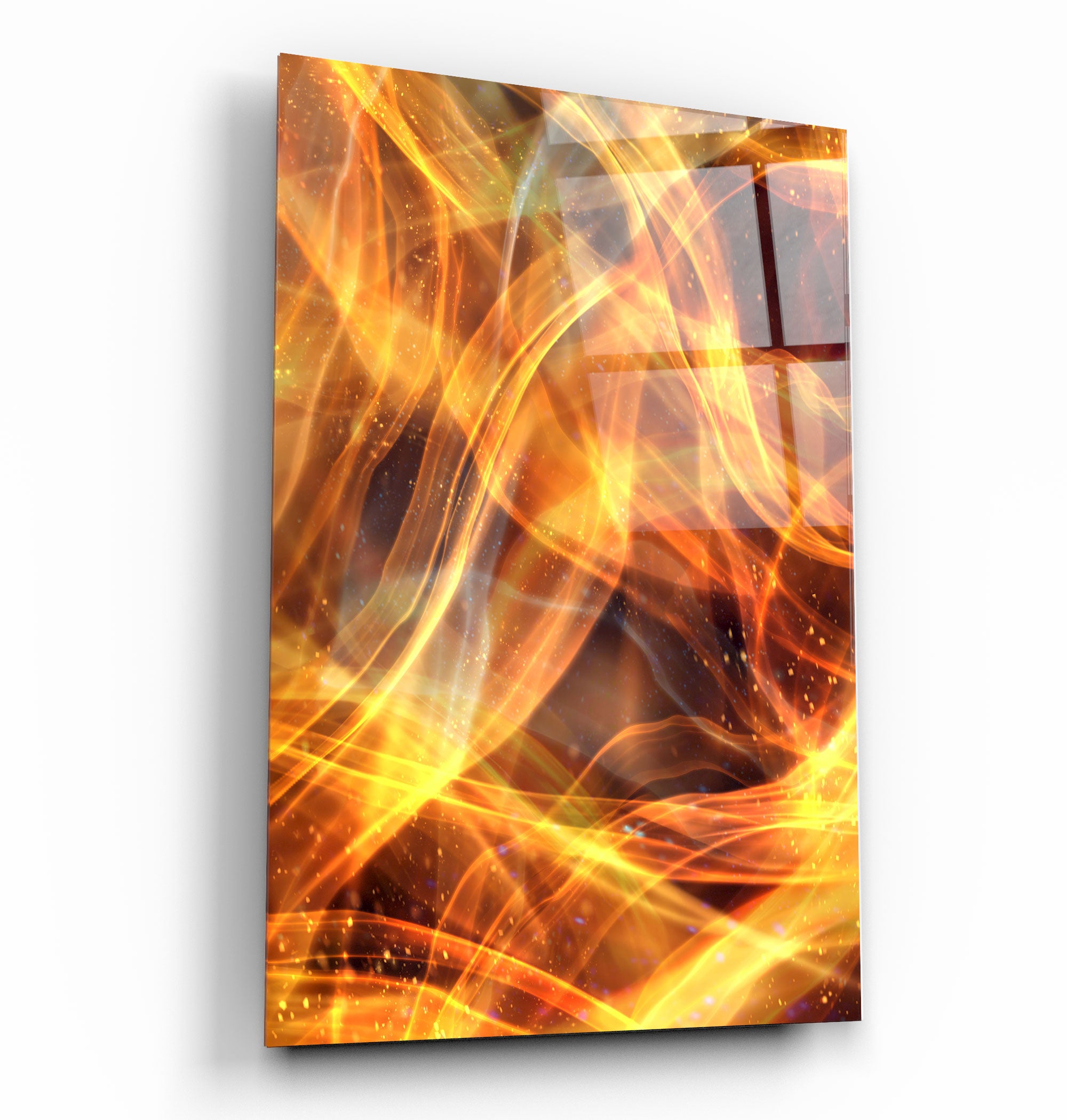 ・"Flame Brush Strokes"・Glass Wall Art