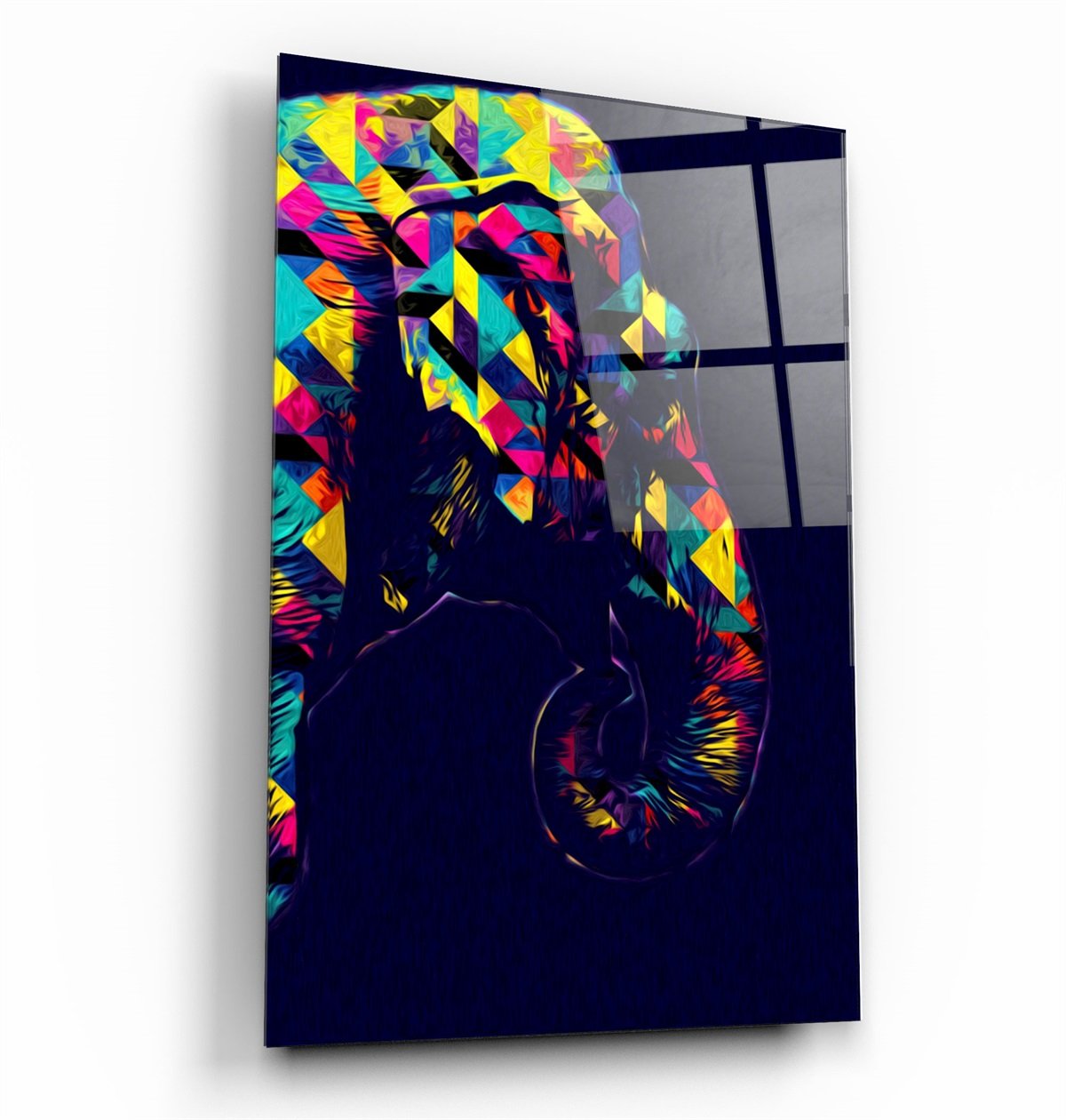 ・"Colormix Elephant Portrait"・Glass Wall Art