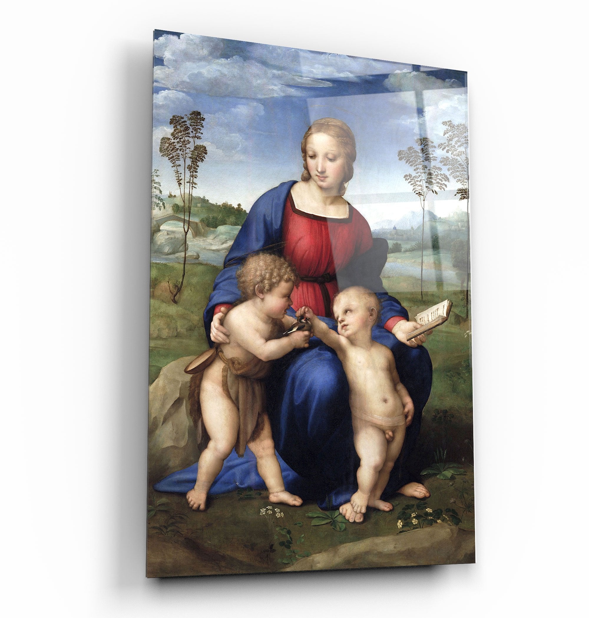 ・"Raphael's Madonna of the Goldfinch (1505–1506)"・Glass Wall Art