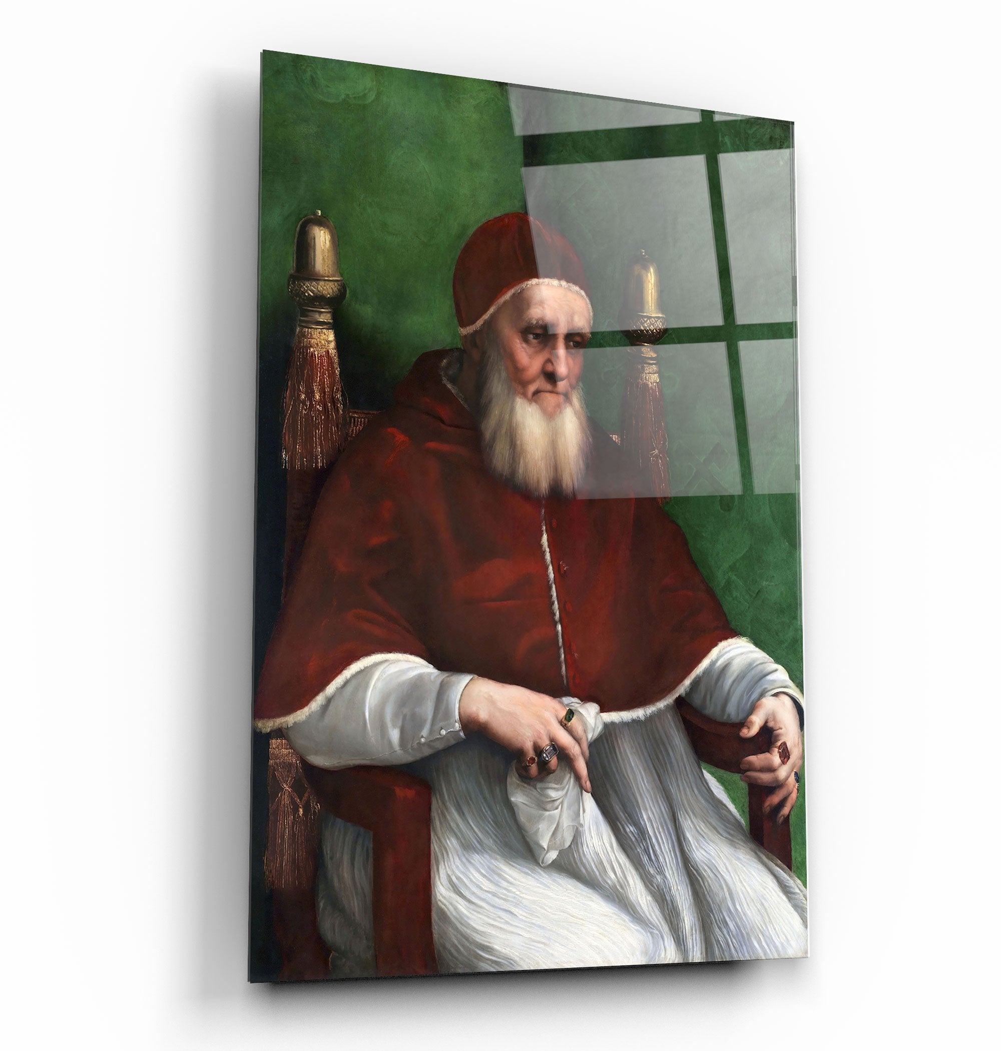 ・"Raphael's Portrait of Pope Julius II (1511)"・Glass Wall Art