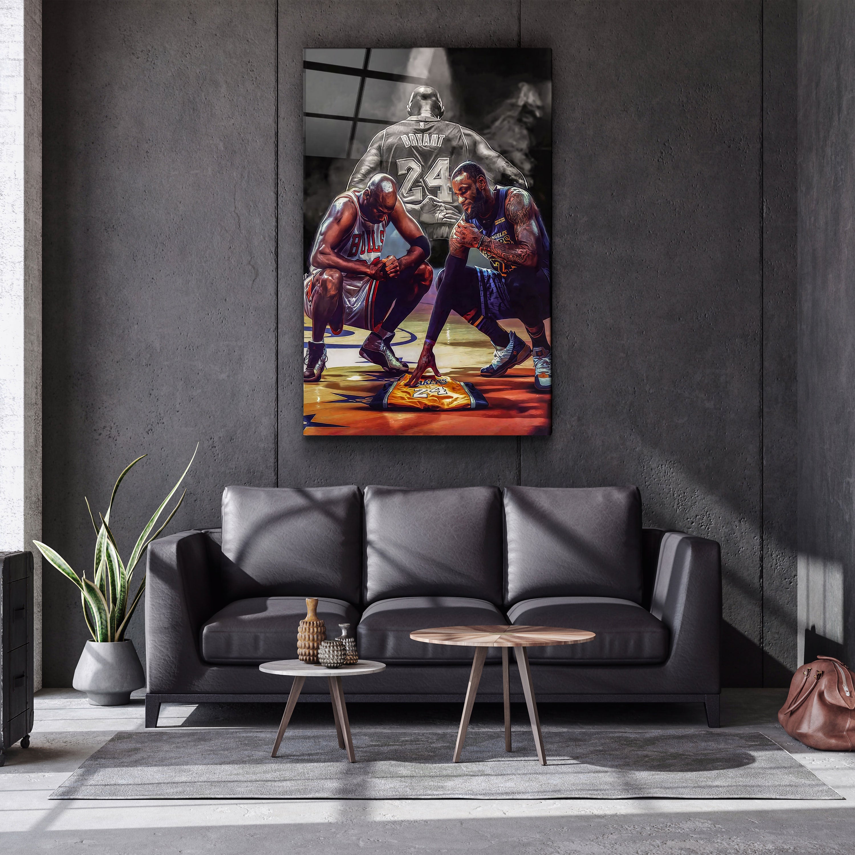 ・"Kobe - MJ - LeBron James"・Art mural en verre