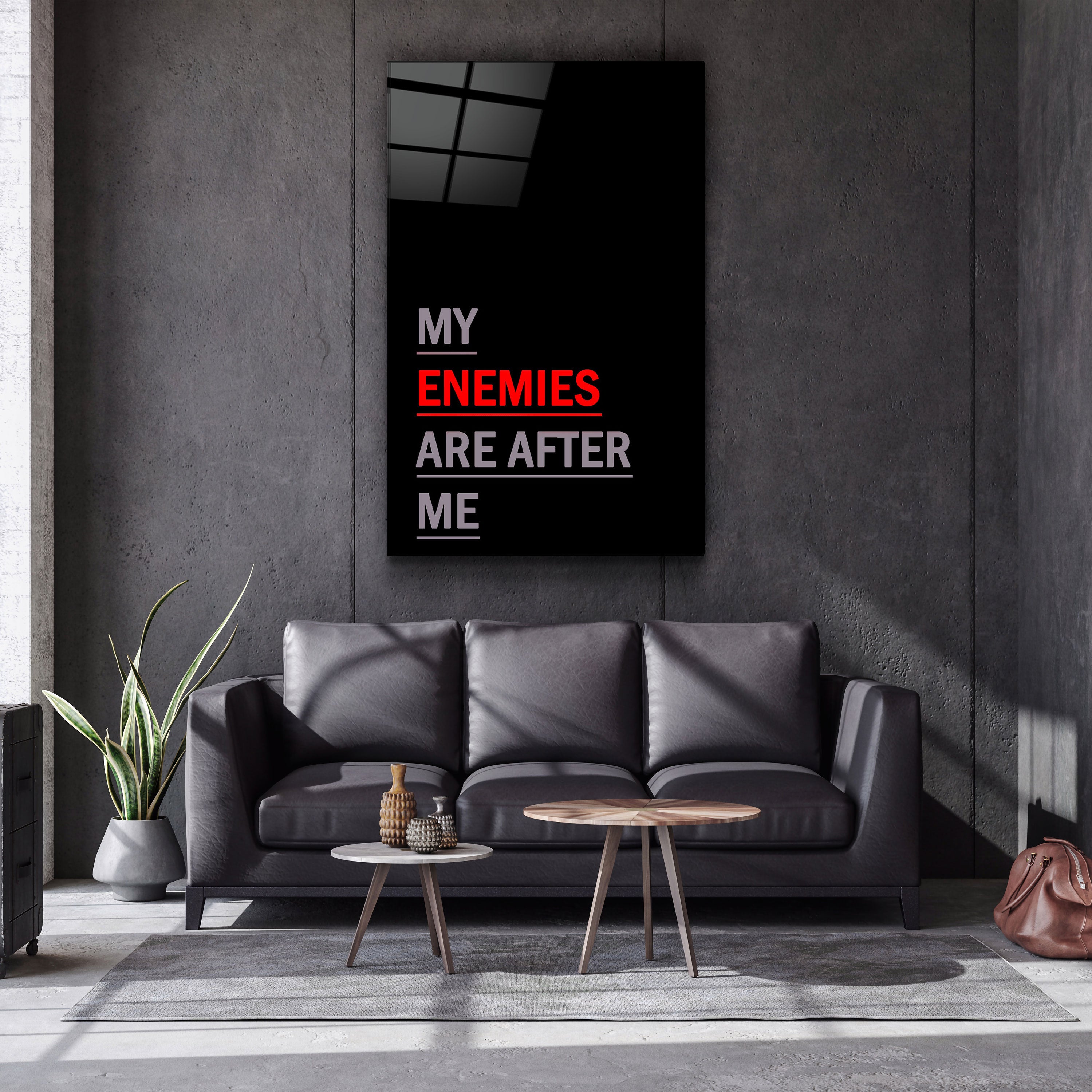 ・"Mes ennemis sont après moi"・Art mural en verre de la collection Designers