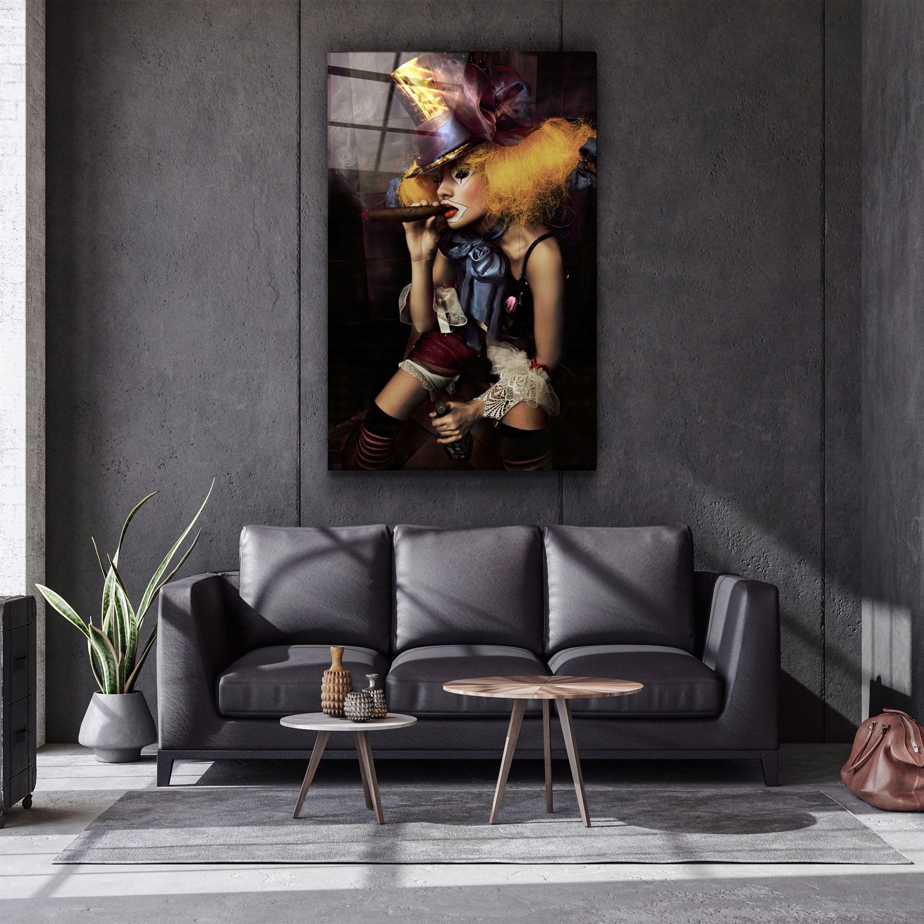 ・"Femme au chapeau jaune"・Art mural en verre