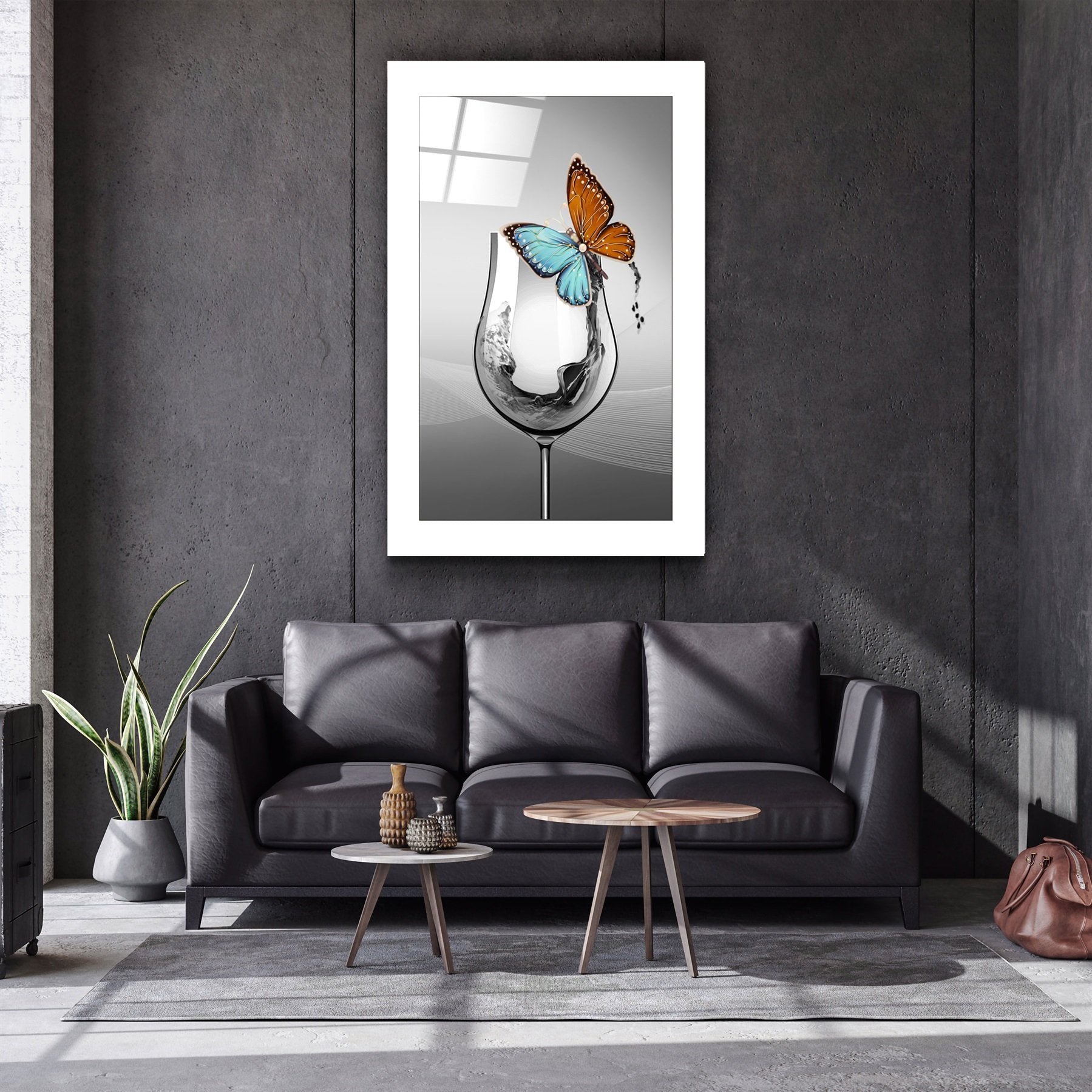 ・"Glass and Butterfly"・Glass Wall Art