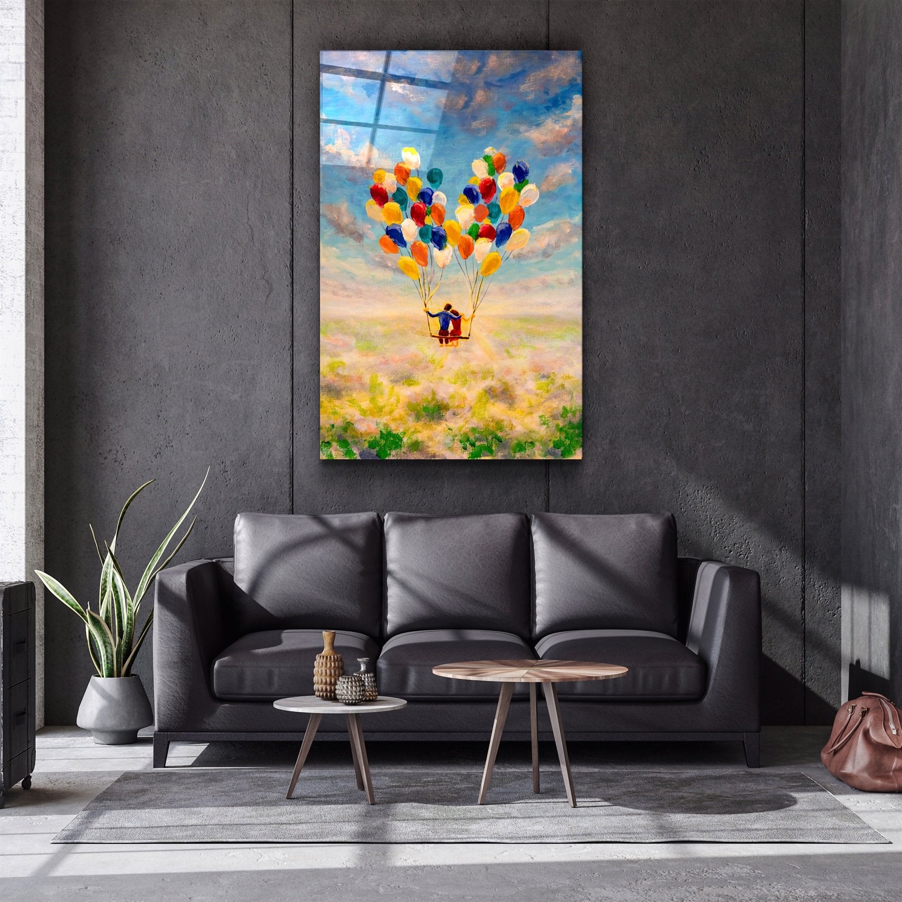 ・"Ballons colorés abstraits"・Art mural en verre