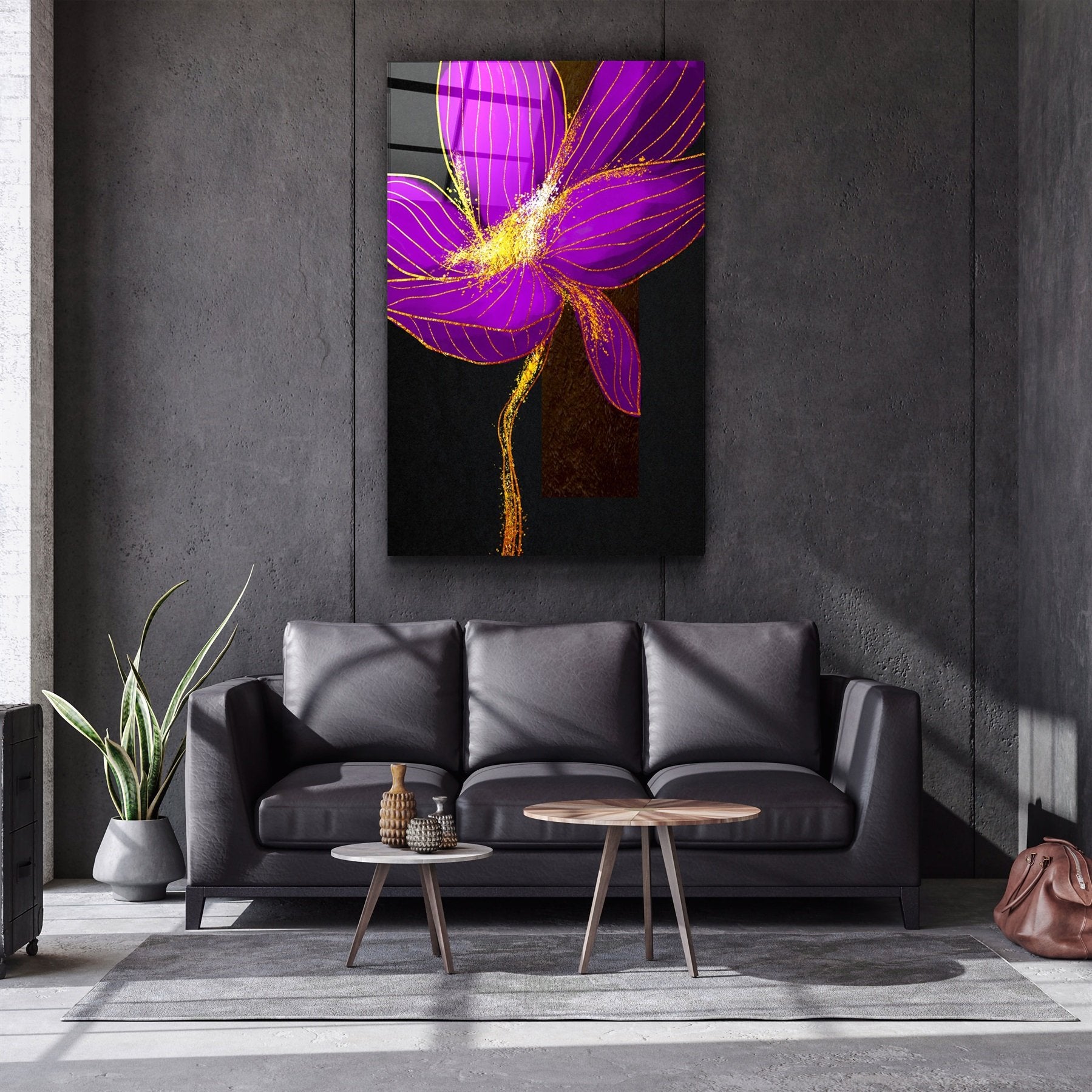 ・"Purple Flower"・Glass Wall Art