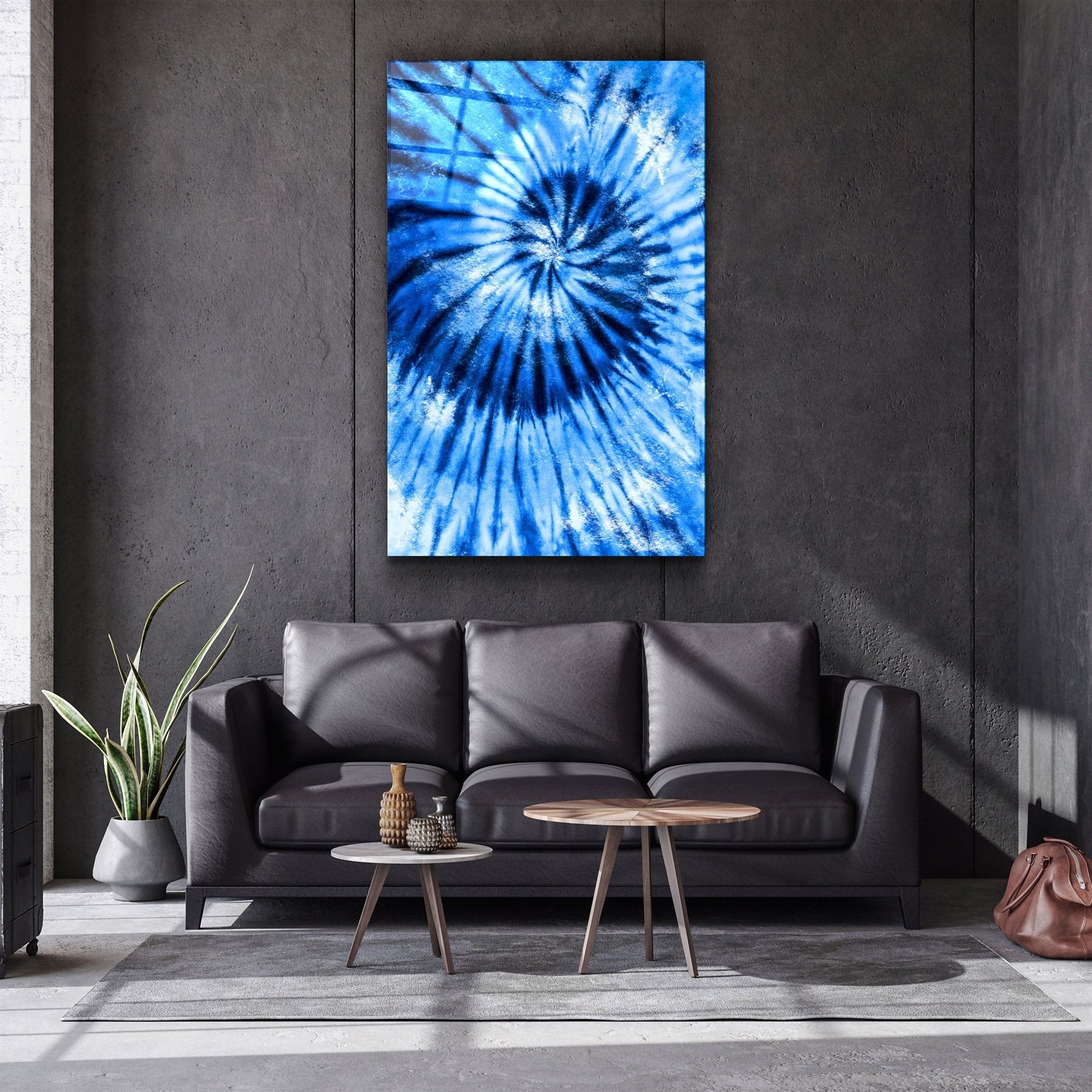 ・"Blue Feather"・Glass Wall Art