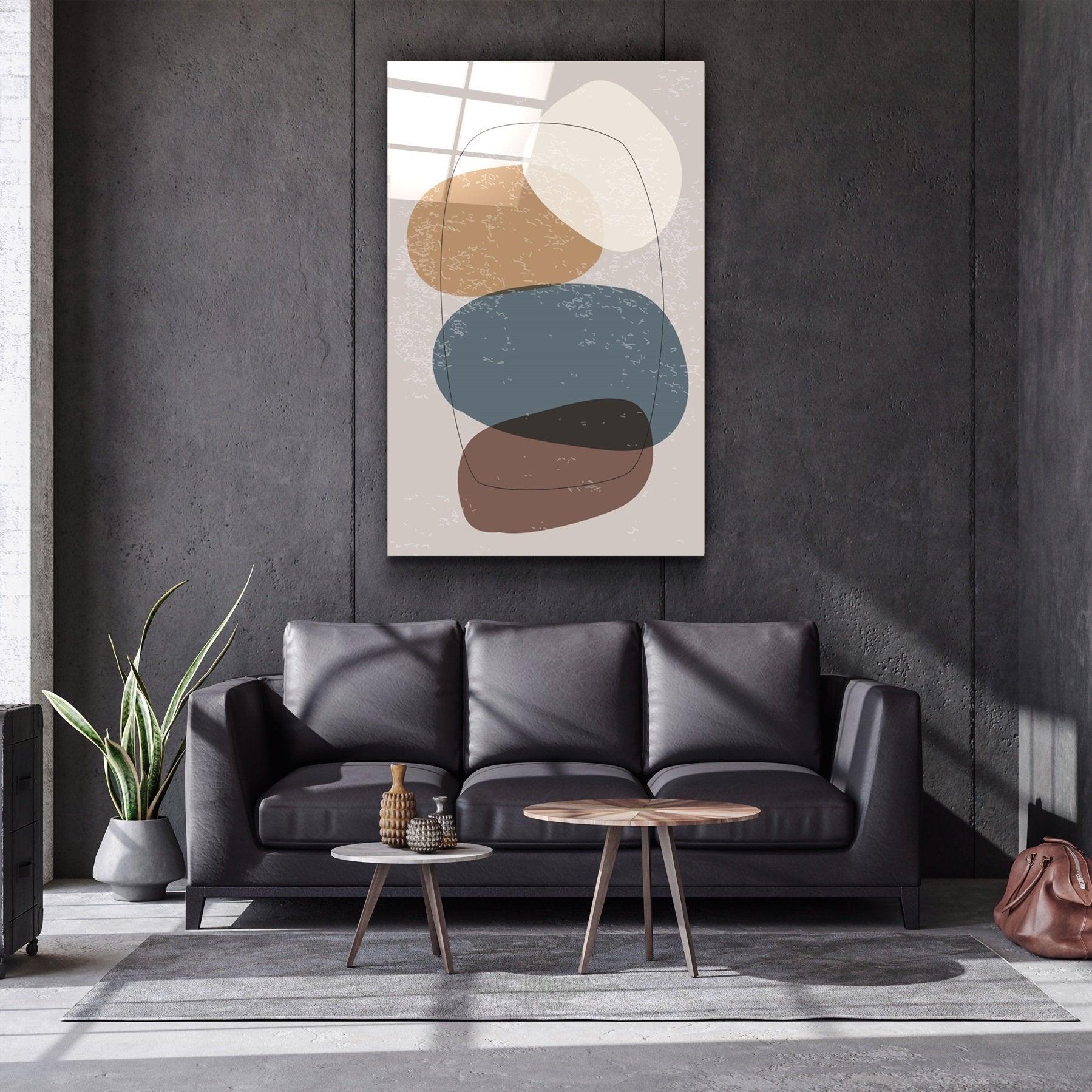 ・"Abstract Shapes V12"・Glass Wall Art