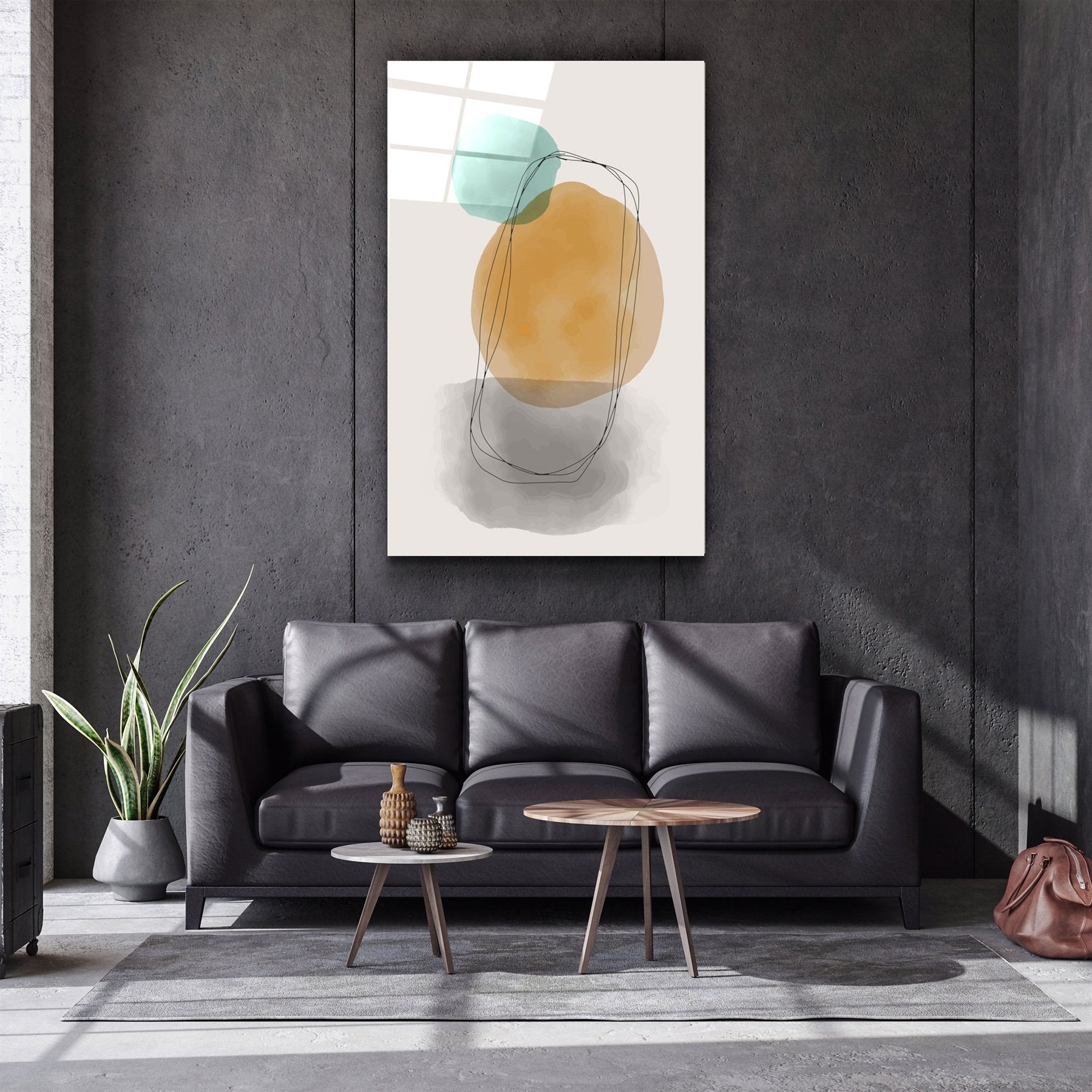 ・"Abstract Shapes V15"・Glass Wall Art