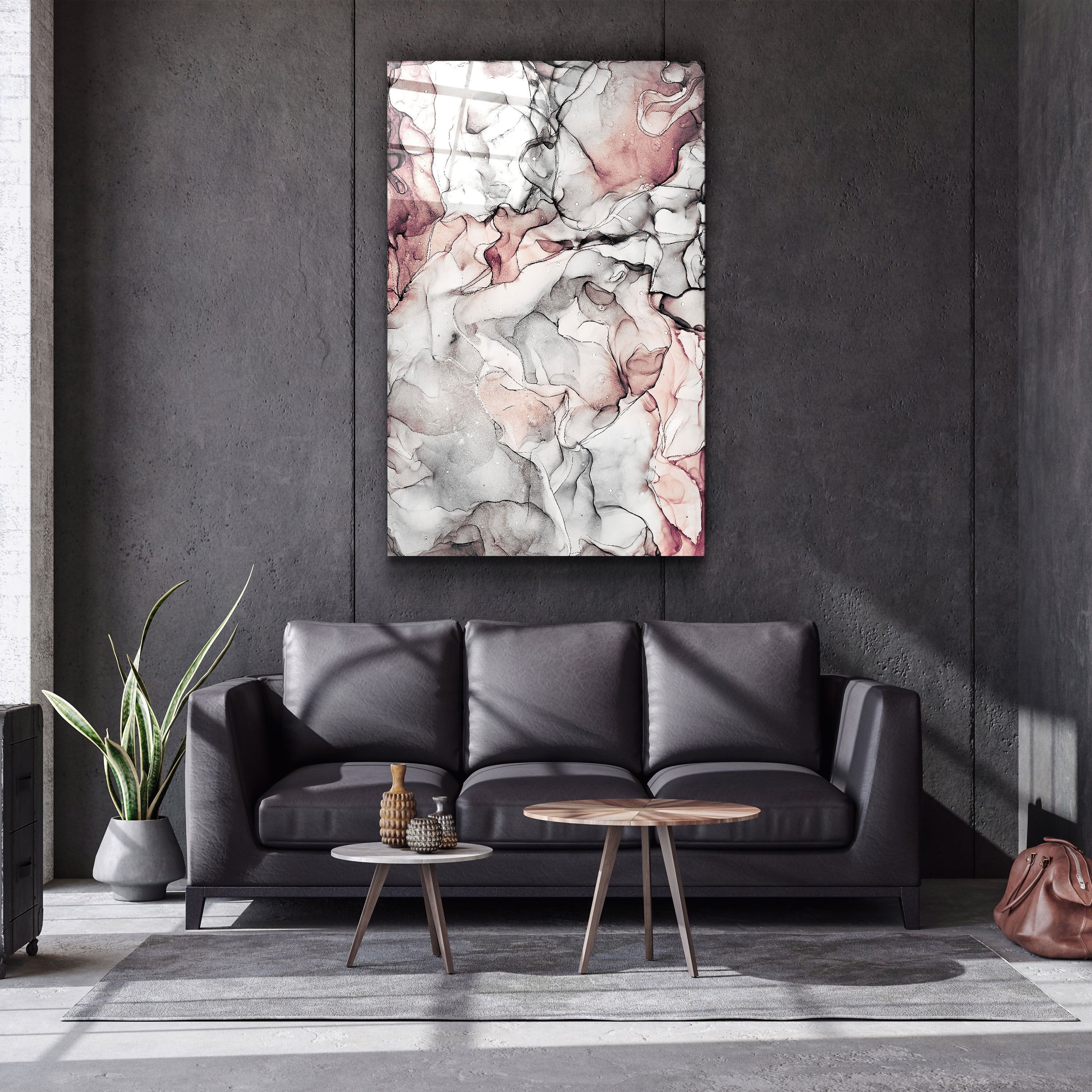 ・« Motif rose »・Art mural en verre