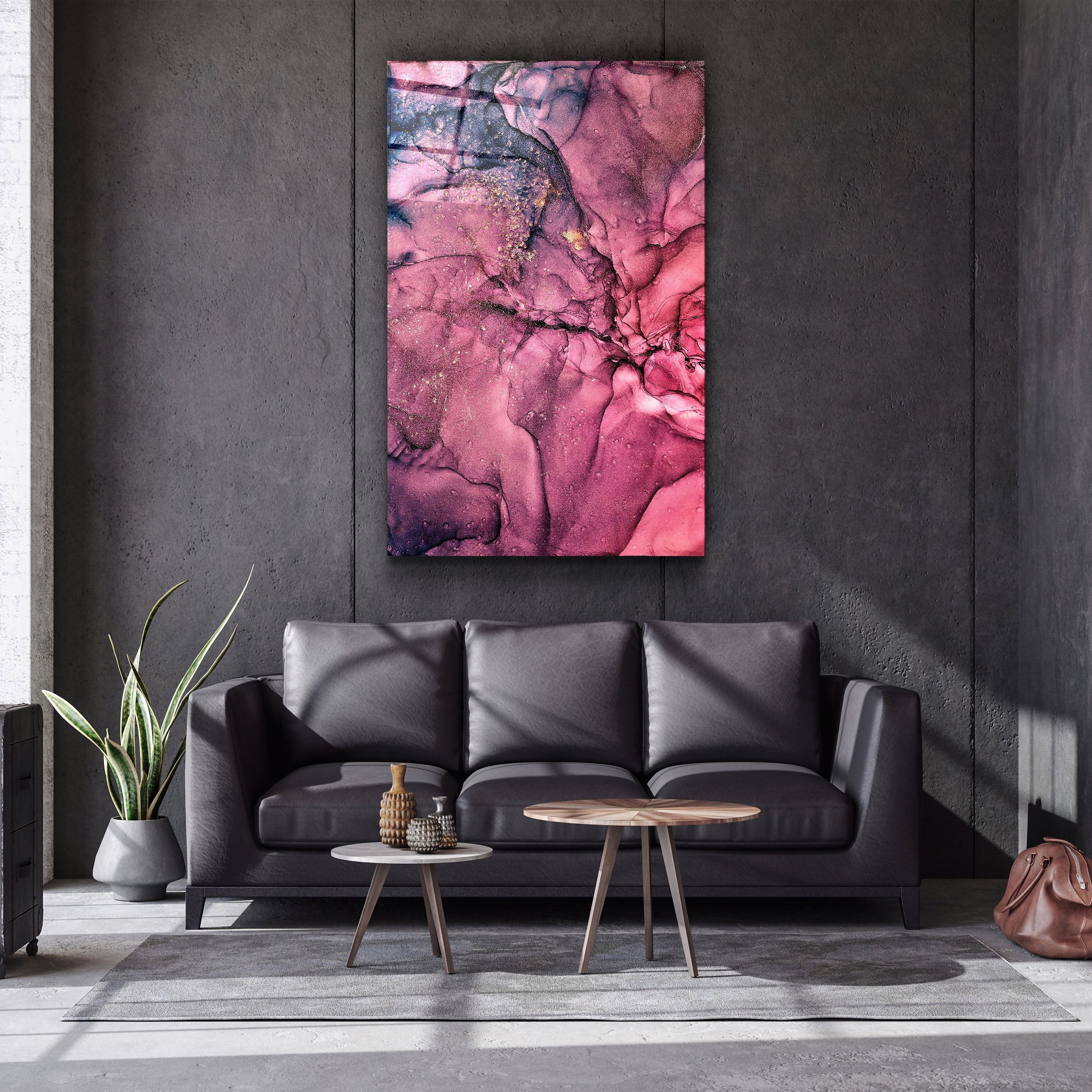 ・« Motif de vague rose »・Art mural en verre