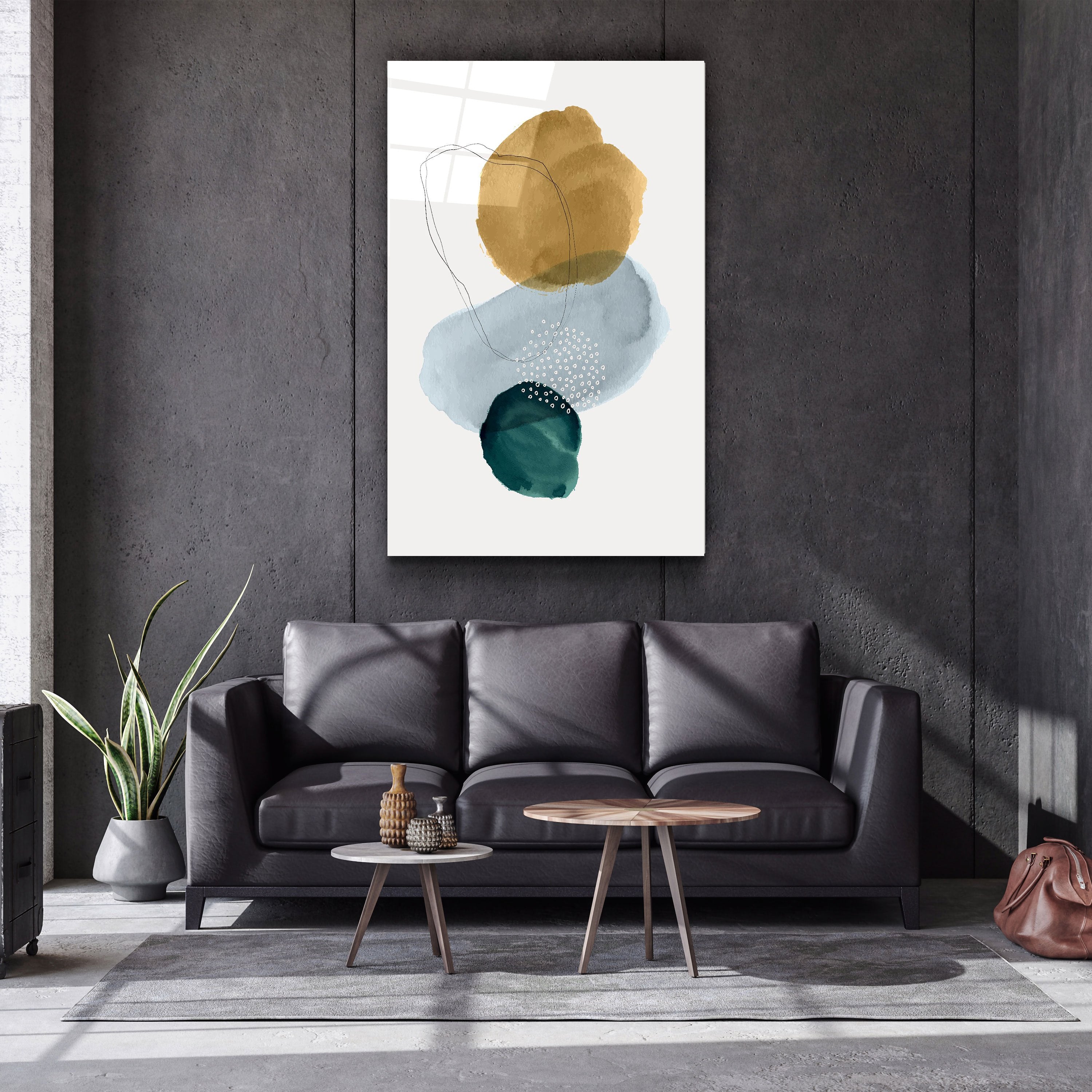 ・"Abstract Shapes V2"・Glass Wall Art