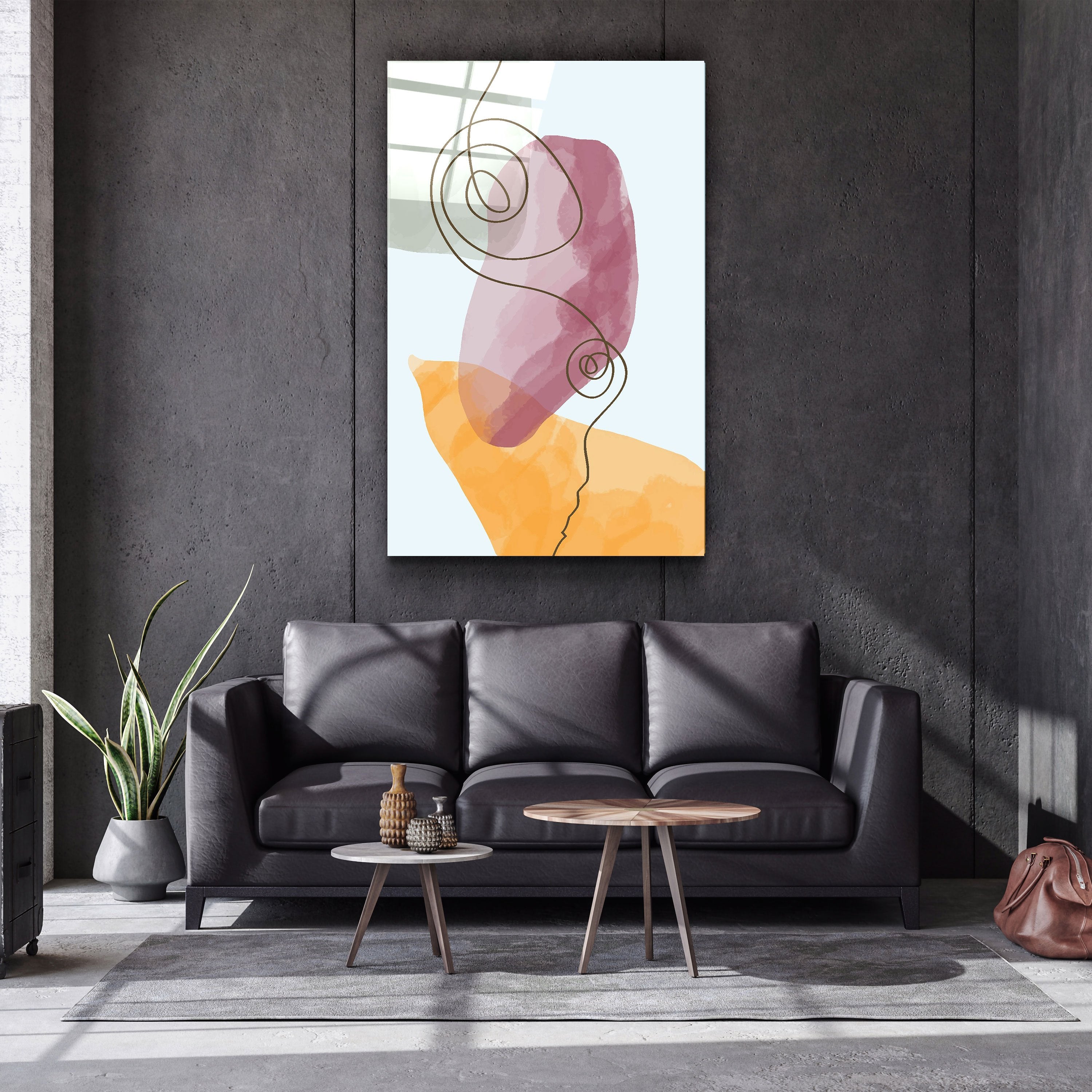 ・"Abstract Shapes V5"・Glass Wall Art