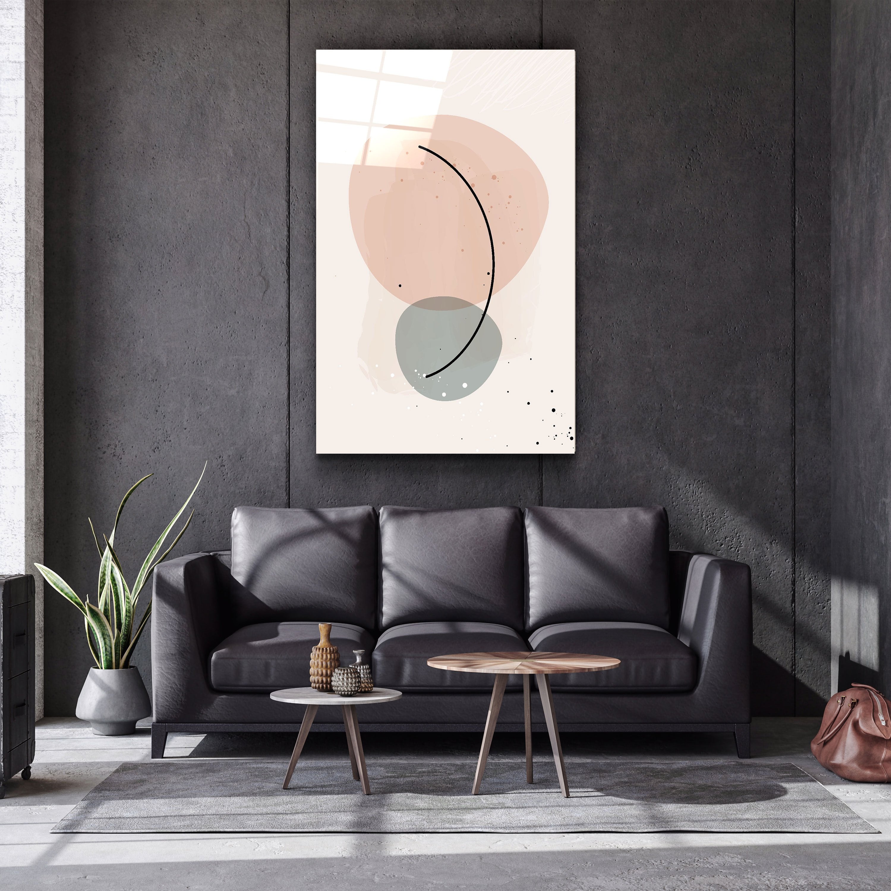 ・"Abstract Shapes and Line V1"・Glass Wall Art