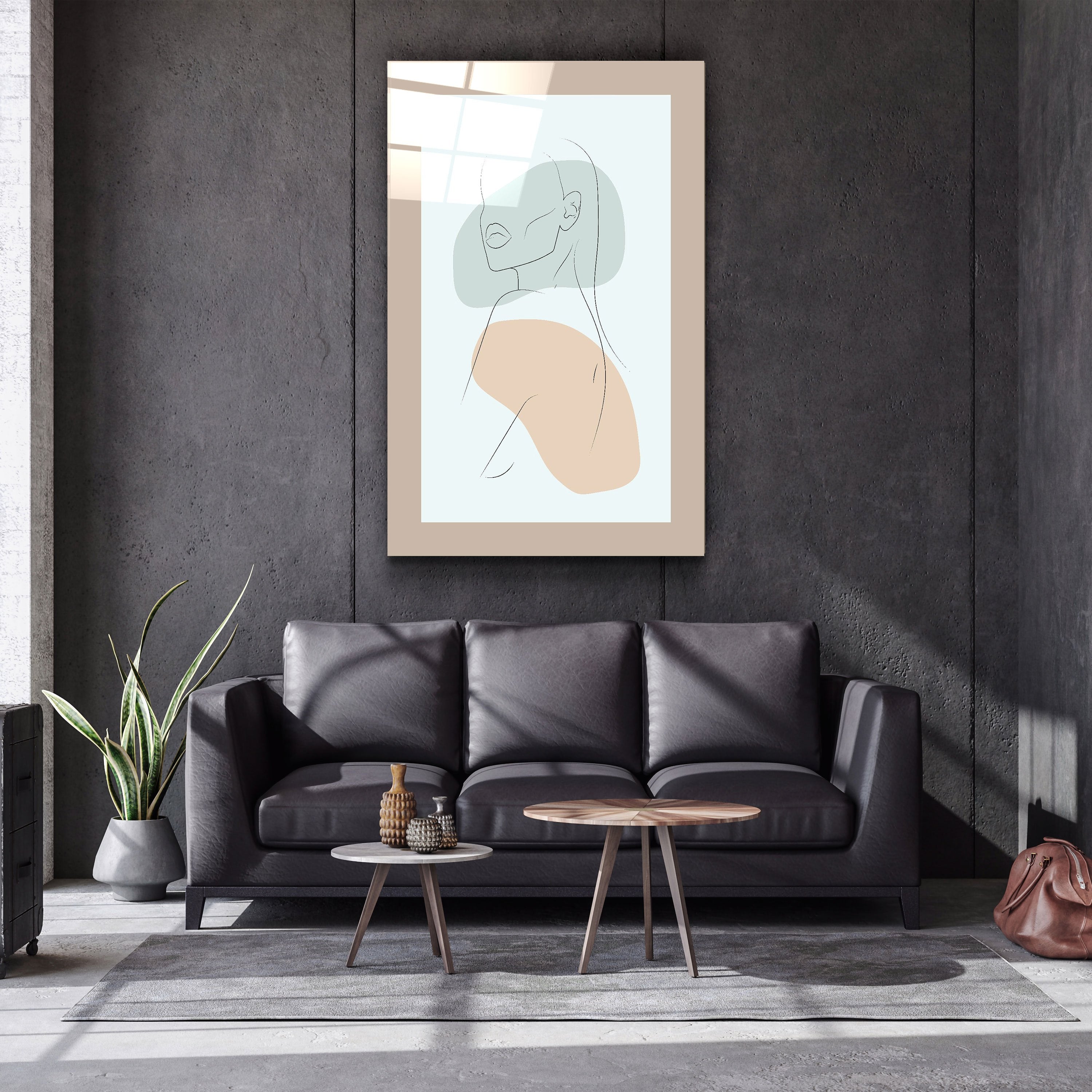 ・"Shapes and Woman Portrait V1"・Glass Wall Art