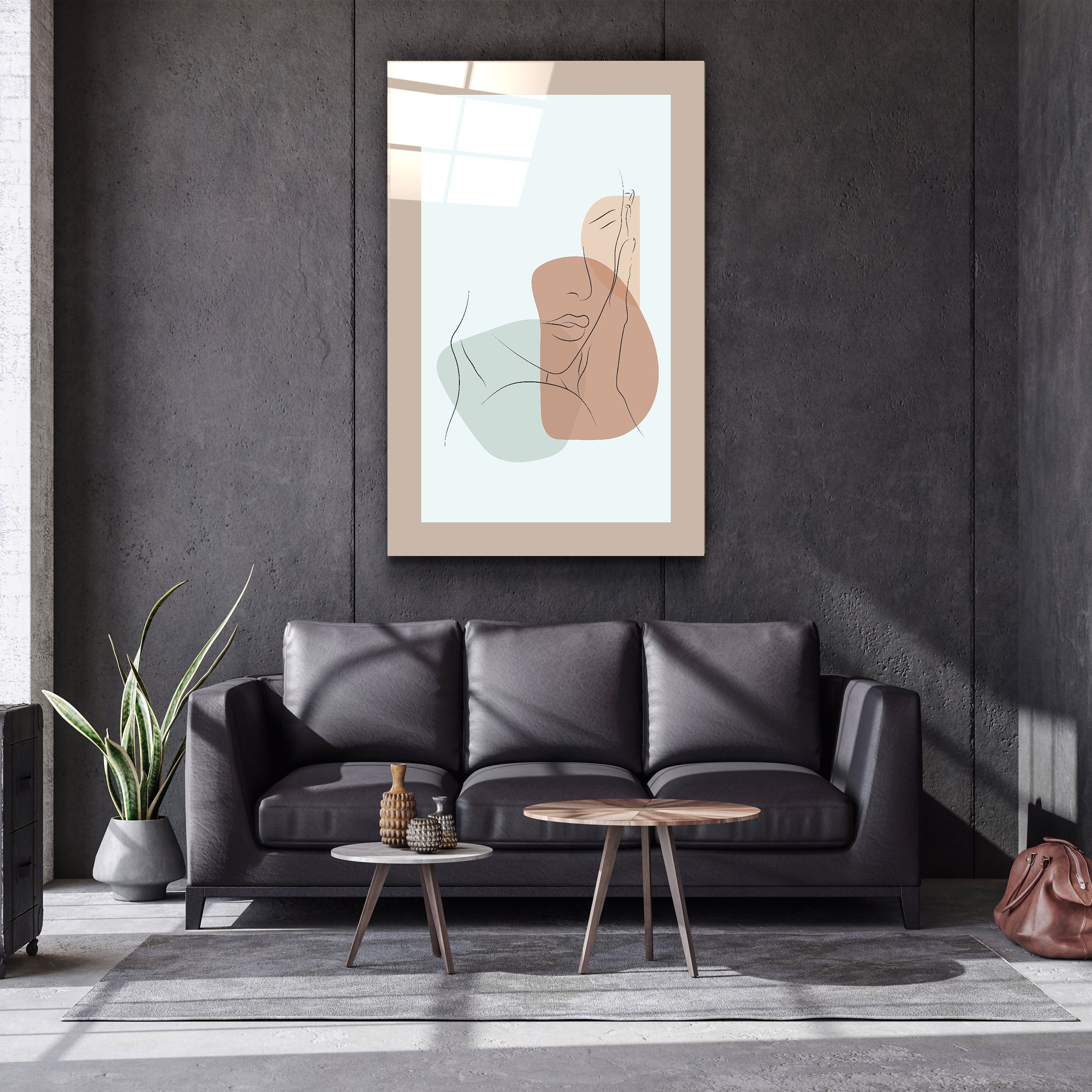 ・"Formes et portrait de femme V2"・Art mural en verre