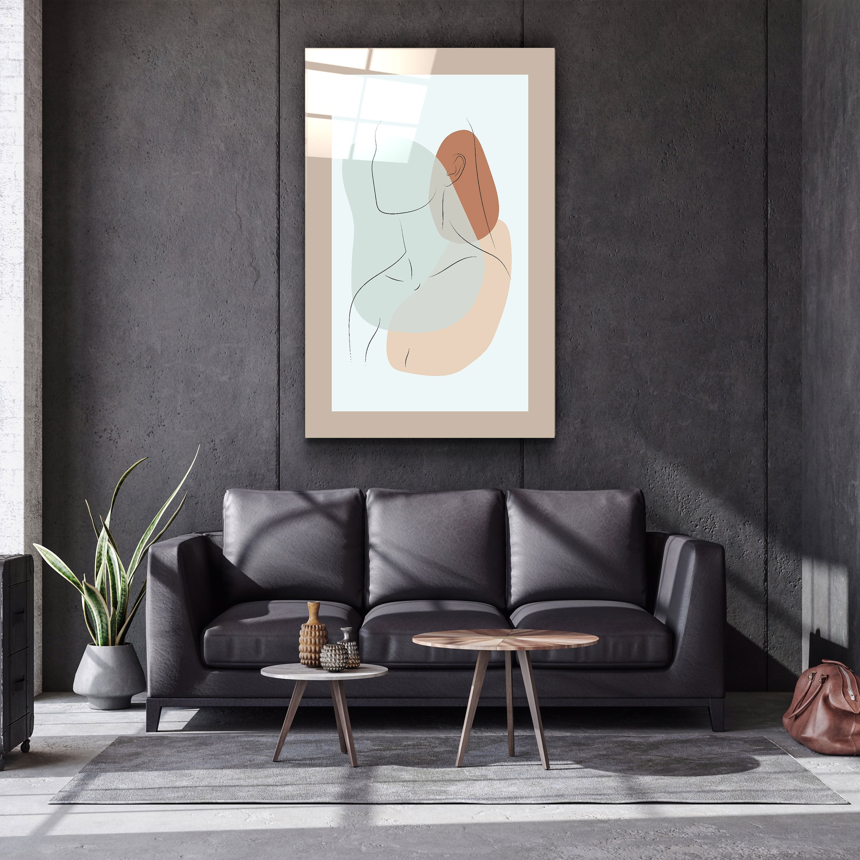 ・"Formes et portrait de femme V3"・Art mural en verre