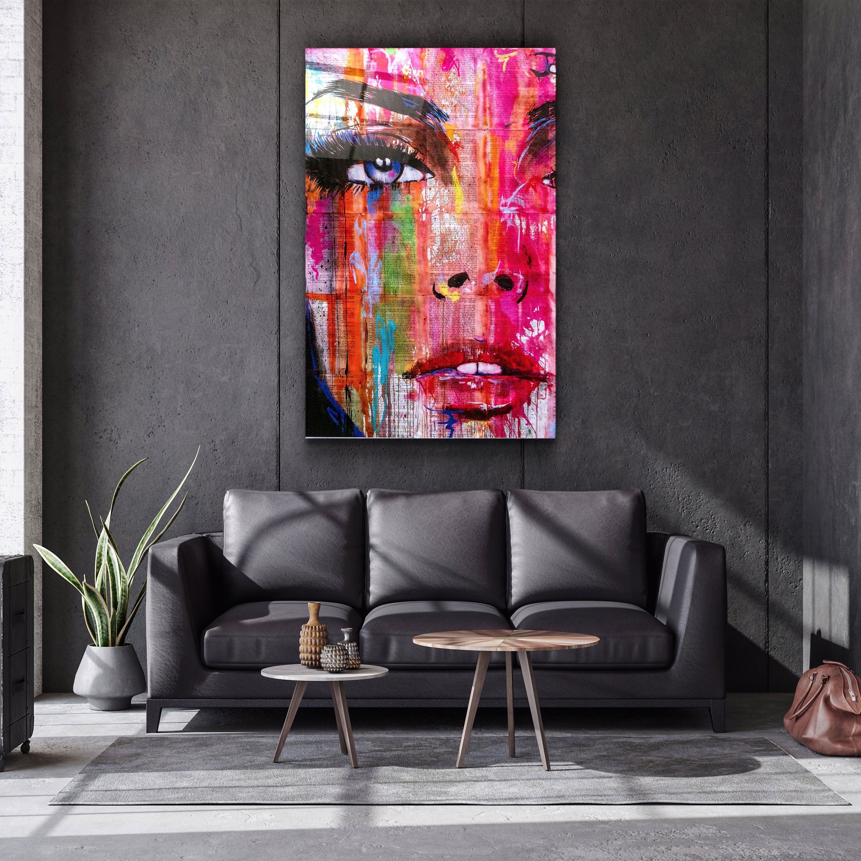 ・"Colorful Woman Face"・Glass Wall Art