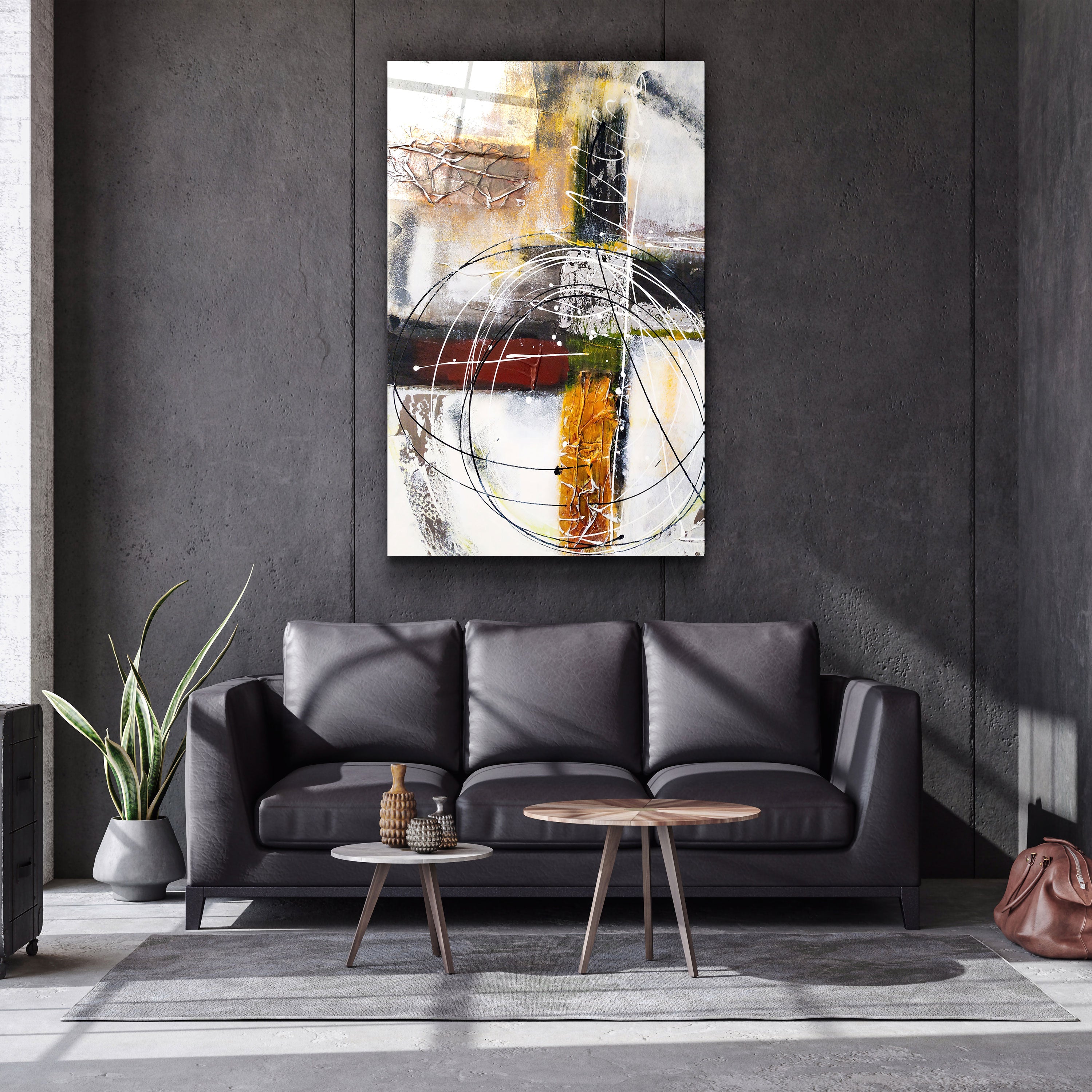 ・"Abstract Oil Painting V2"・Glass Wall Art