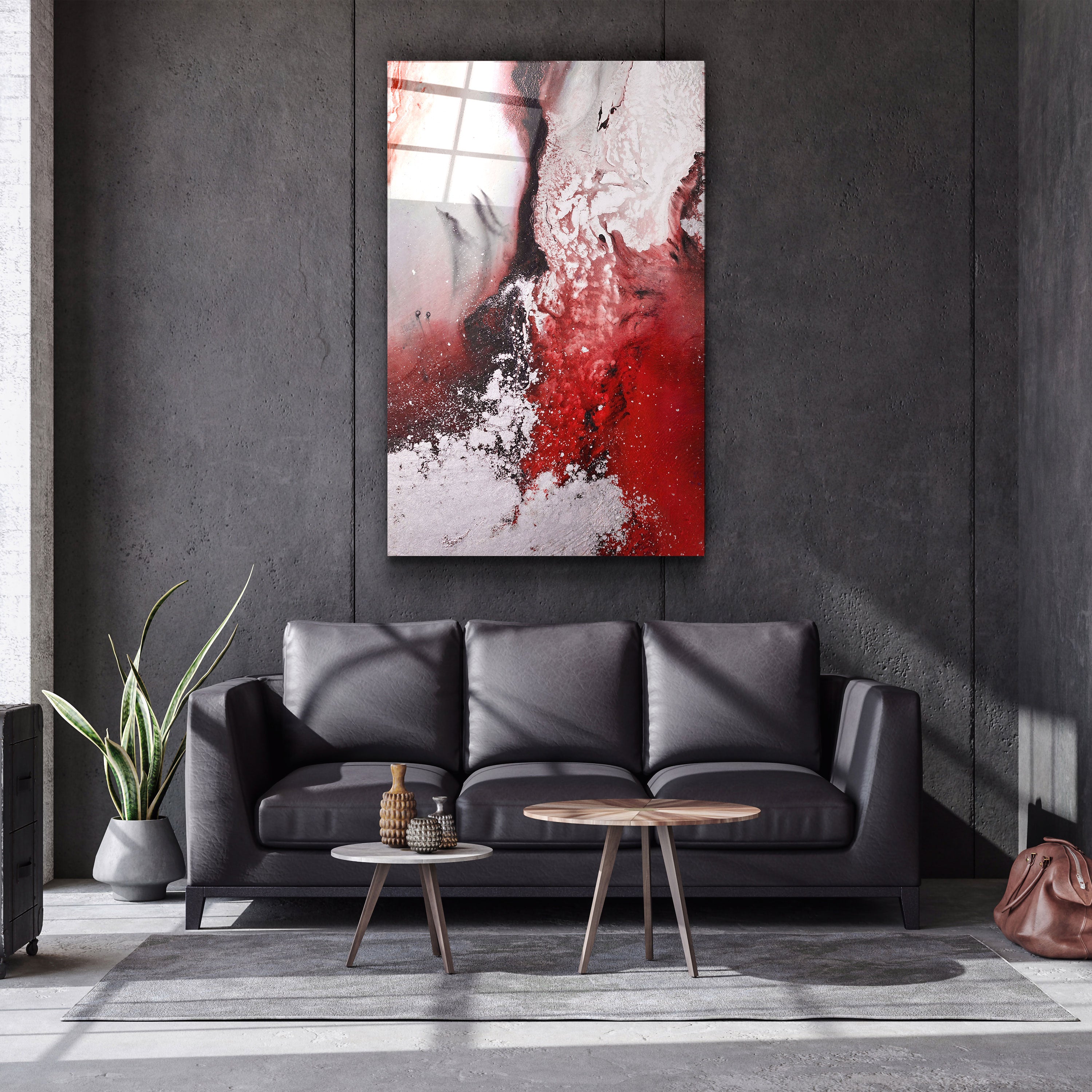 ・"Oeil d'oiseau en rouge V2"・Art mural en verre