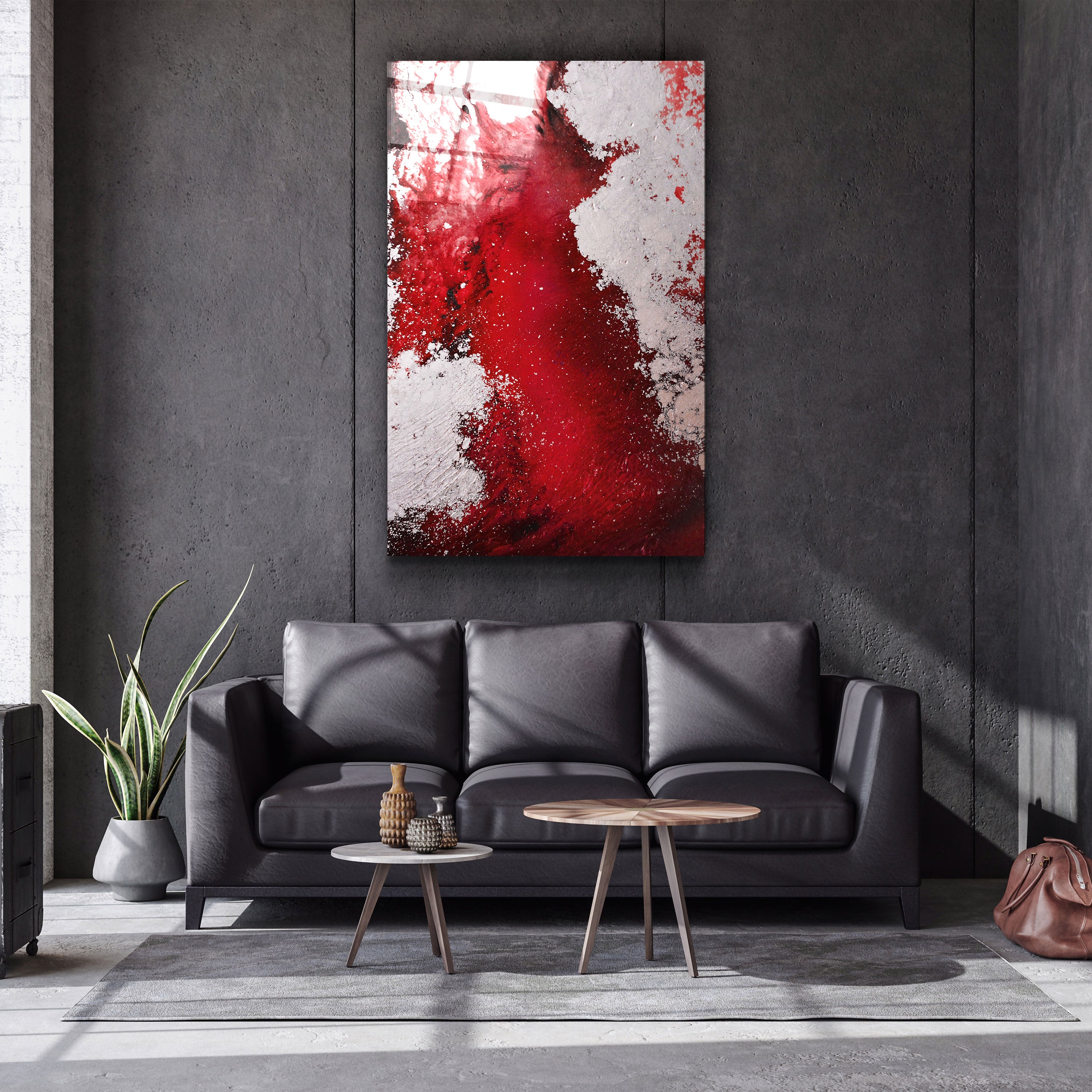 ・"Oeil d'oiseau en rouge V3"・Art mural en verre