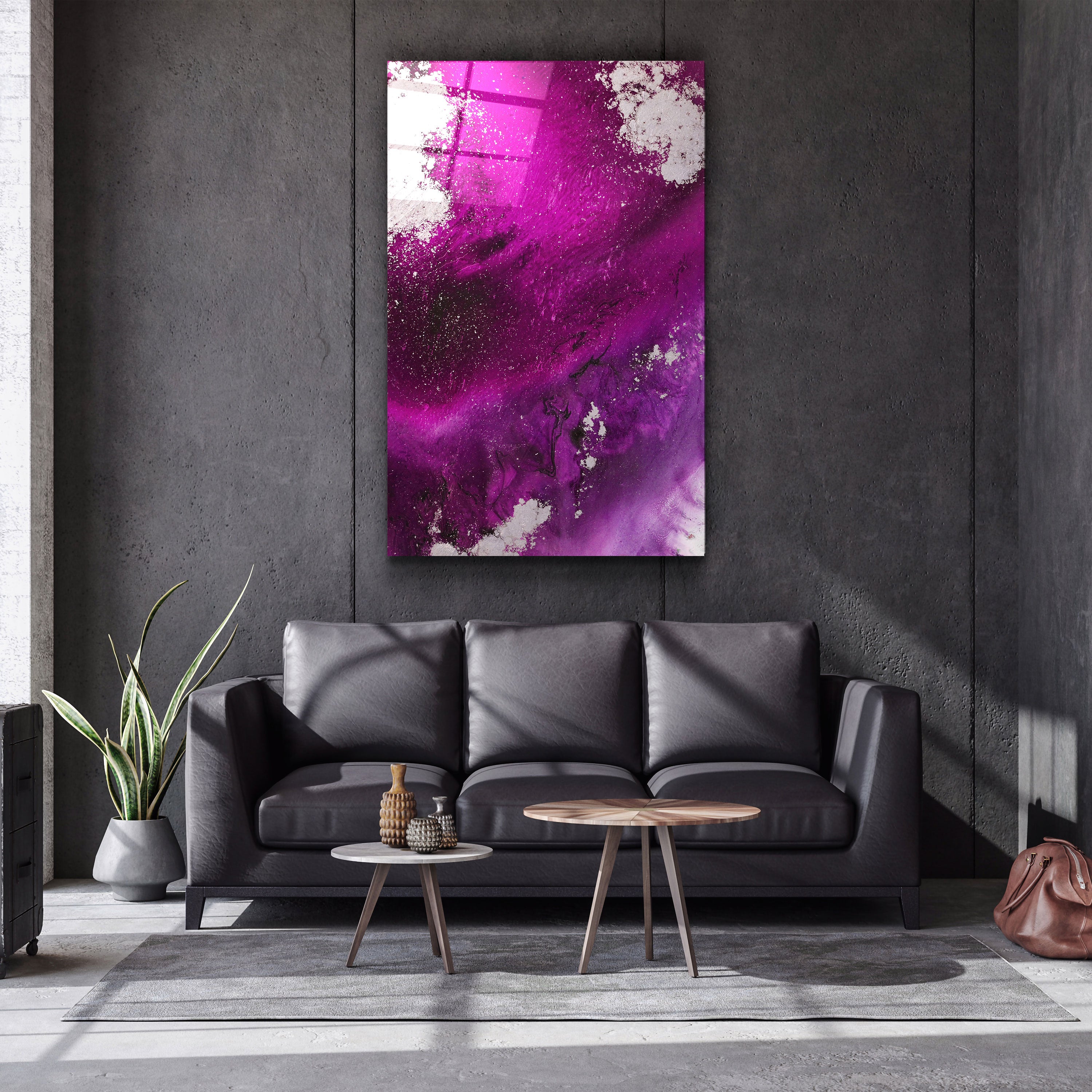 ・"Oeil d'oiseau en violet V3"・Art mural en verre