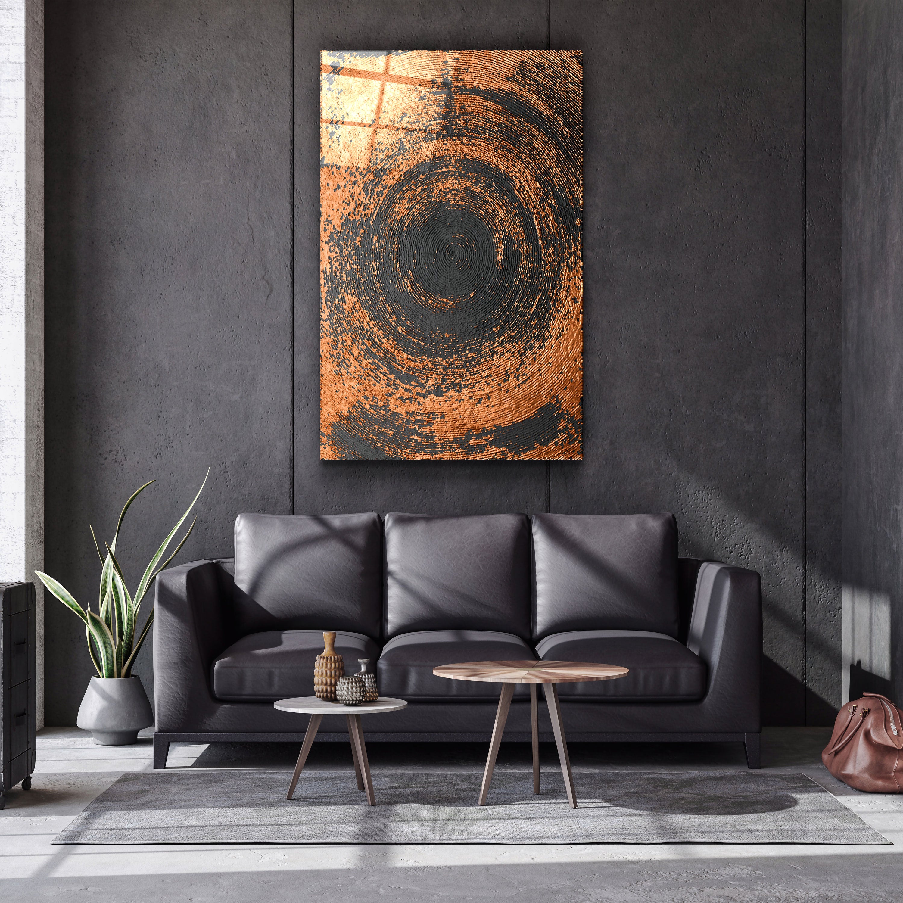 ・"Gold Circle V2"・Glass Wall Art