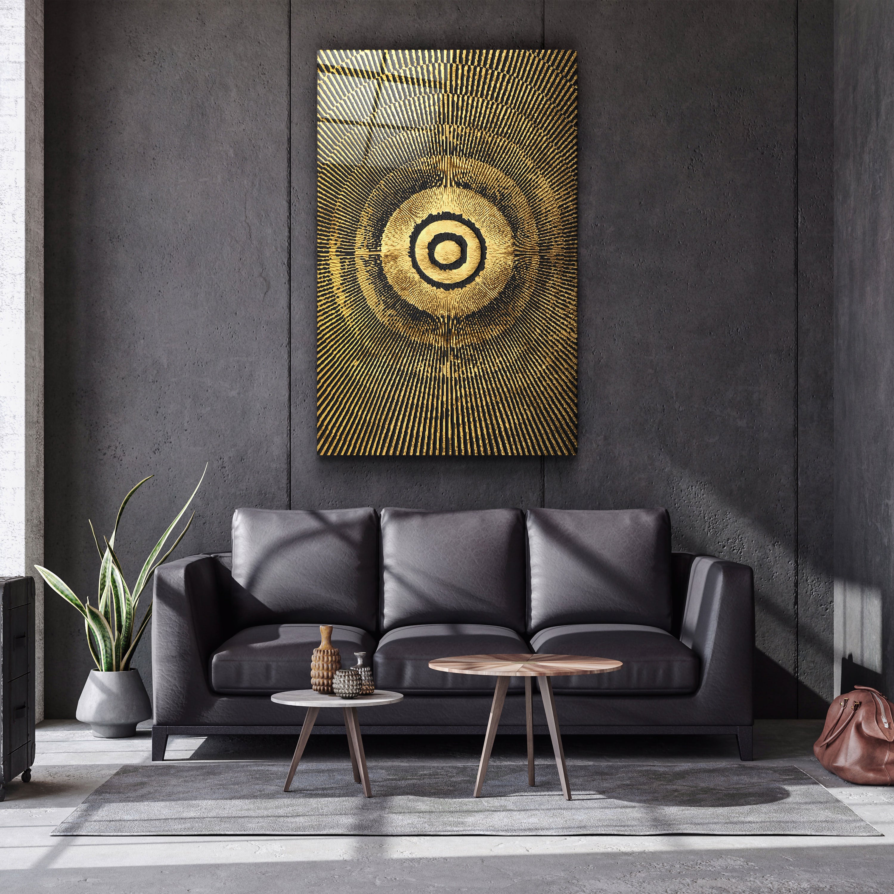 ・"Gold Circle V3"・Glass Wall Art