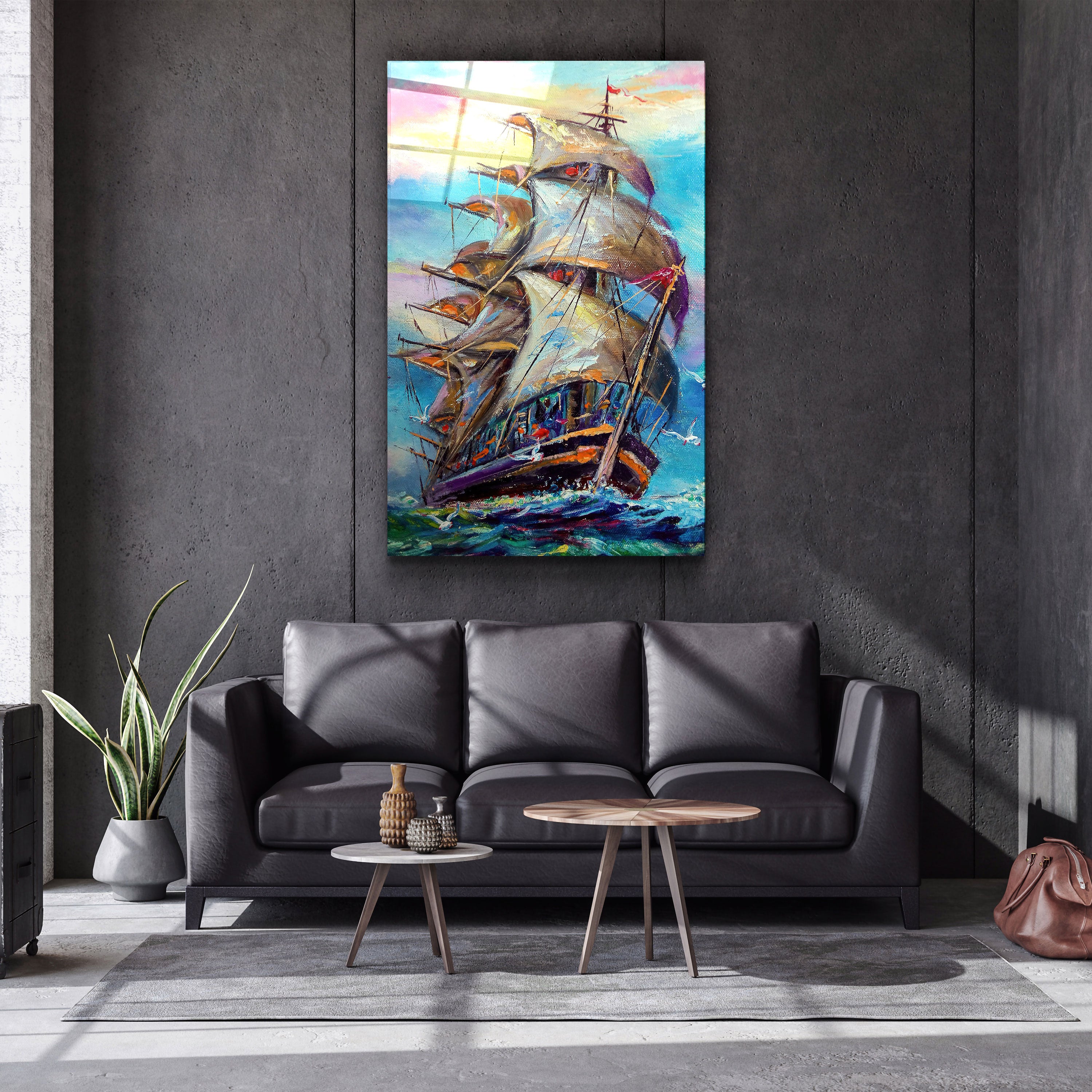 ・"Galleon"・Glass Wall Art