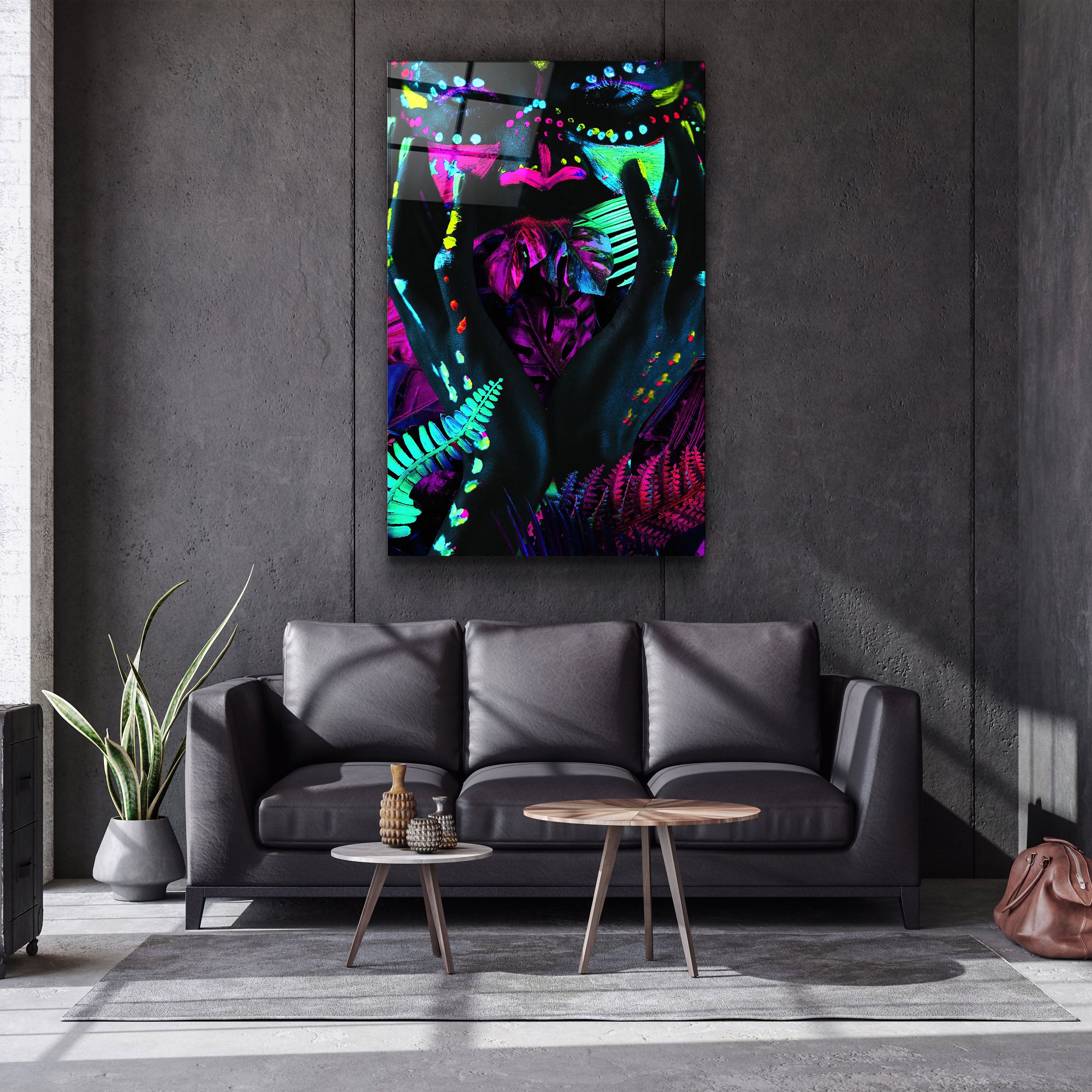 ・"Neon Face"・GLASS WALL ART