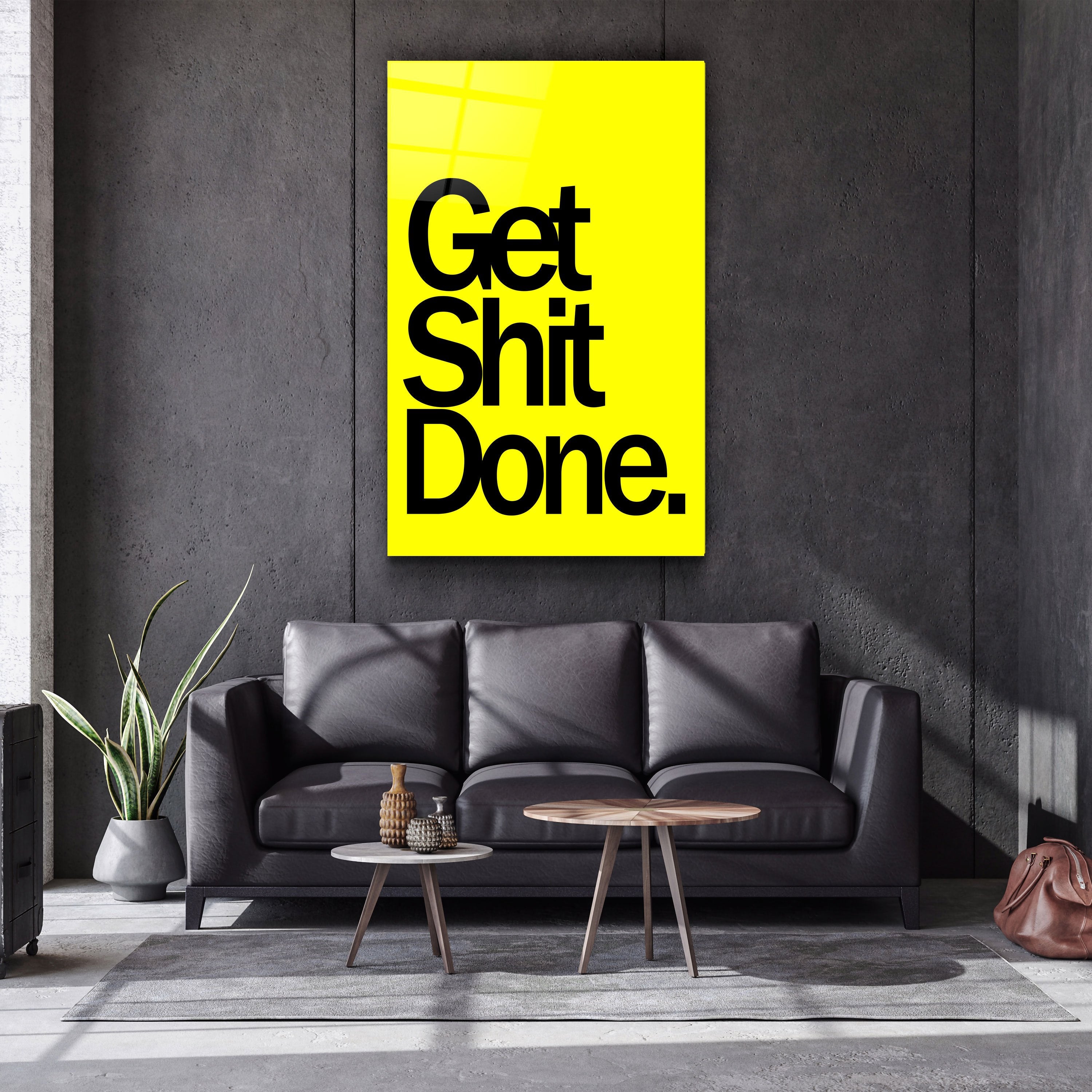 ・"Get X Done Yellow"・Designers Collection Glass Wall Art