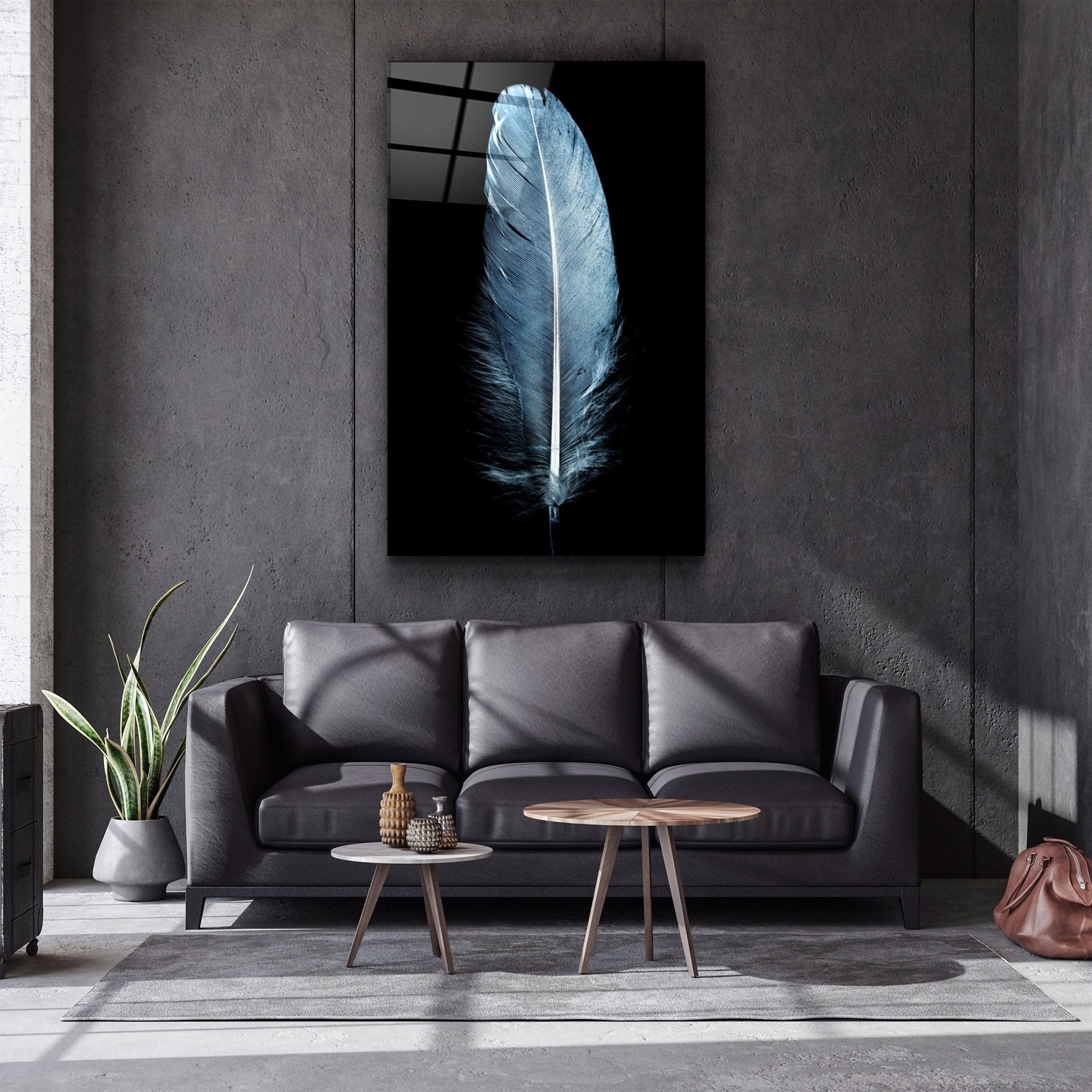 ・"Plume bleue"・Art mural en verre