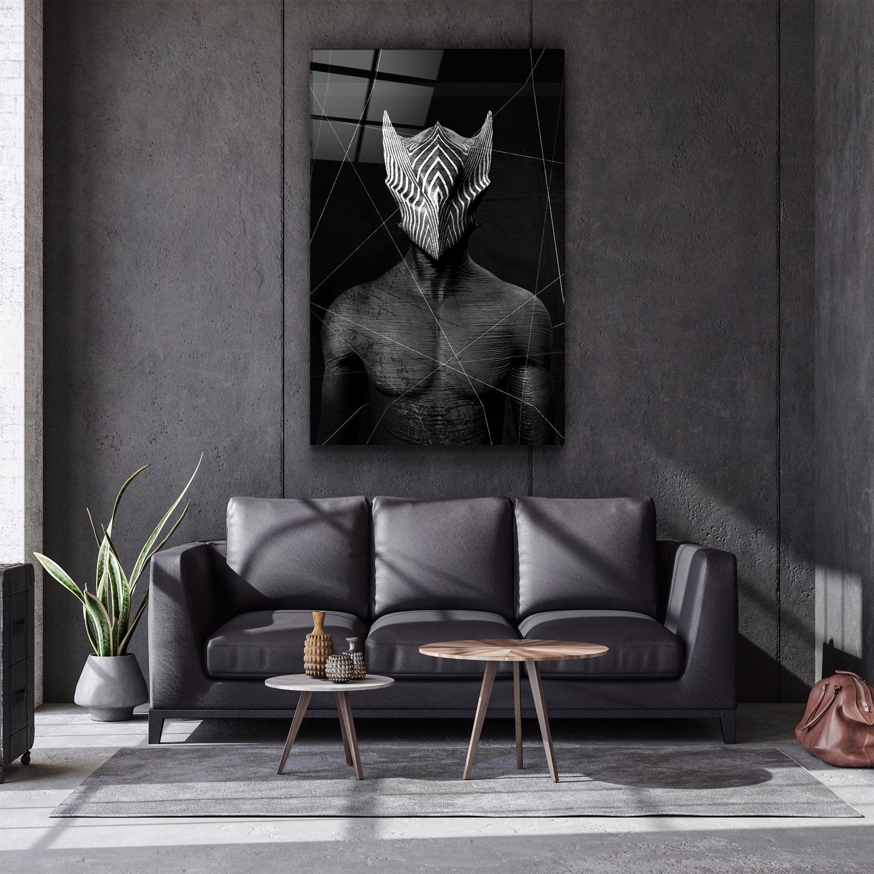 ・"Abstract Masked Man V1"・Glass Wall Art