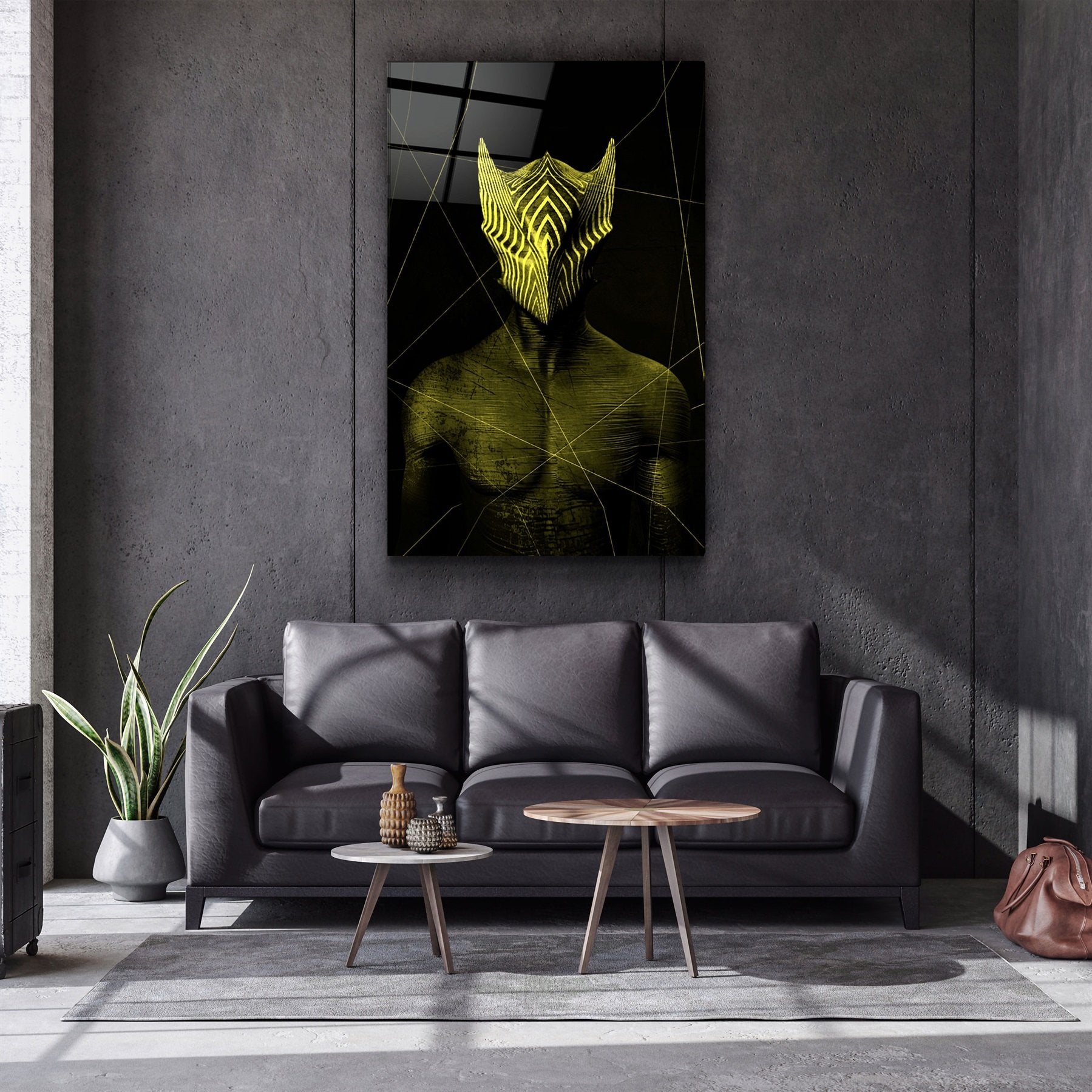 ・"Abstract Masked Man V3"・Glass Wall Art