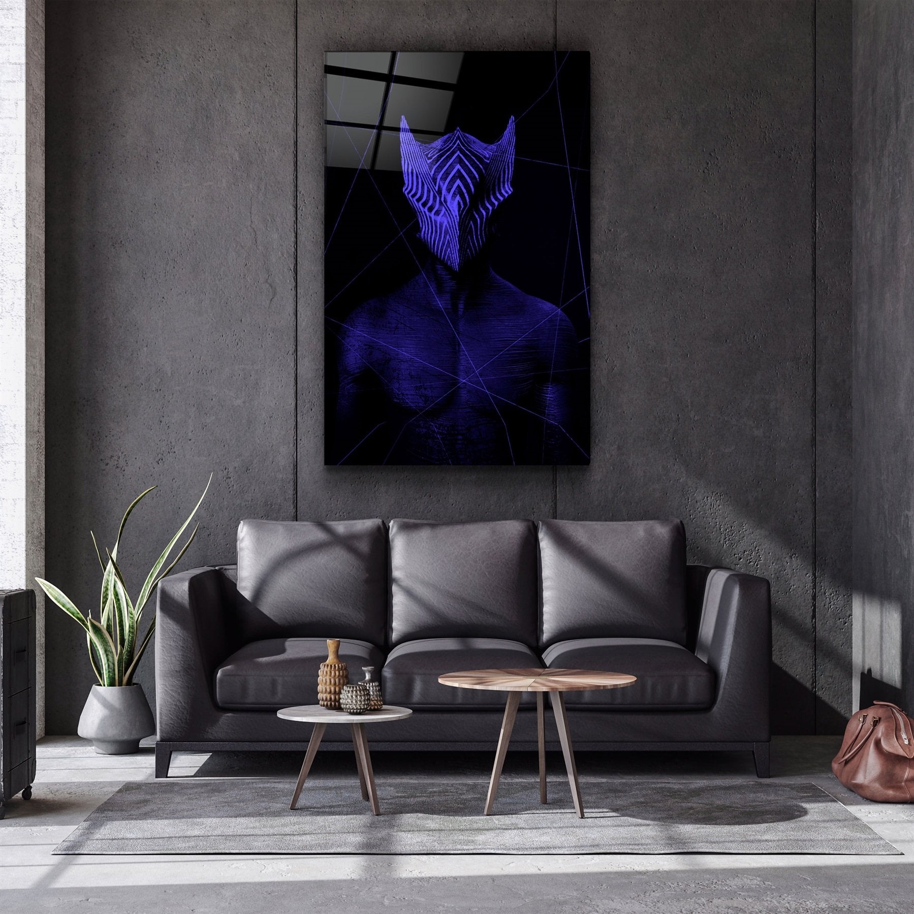 ・"Homme masqué abstrait V6"・Art mural en verre