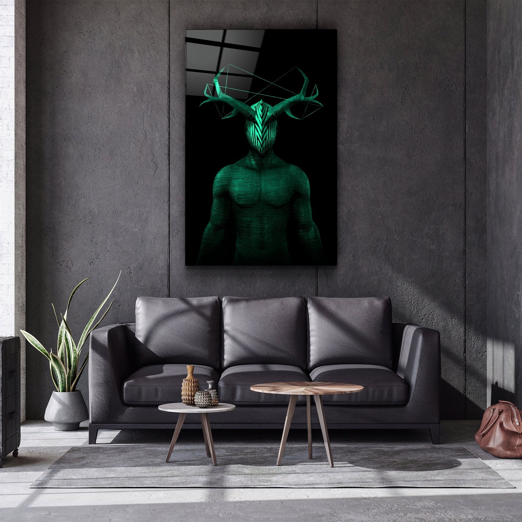 ・"Abstract Masked Man V10"・Glass Wall Art