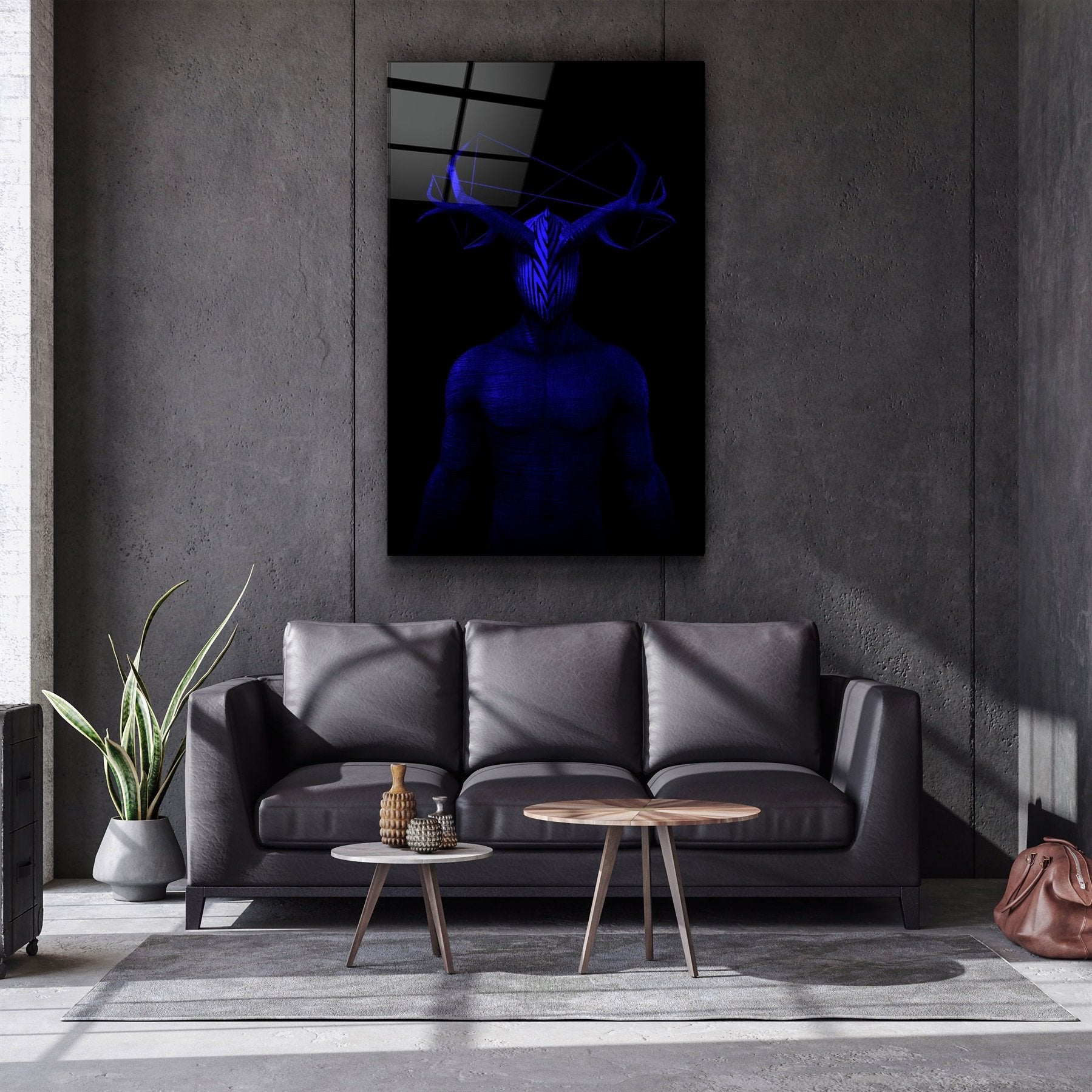 ・"Abstract Masked Man V11"・Glass Wall Art