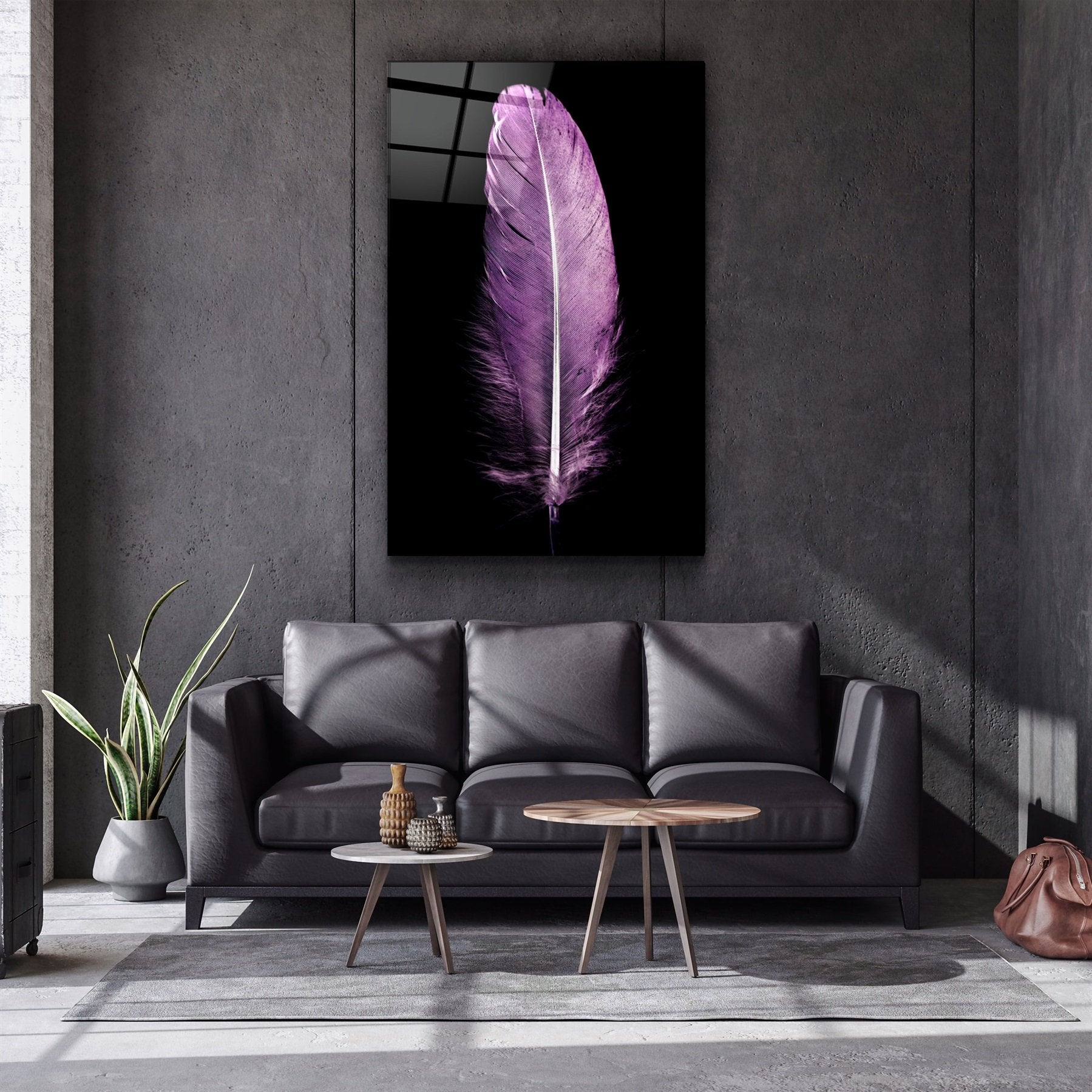 ・"Plume colorée V3"・Art mural en verre