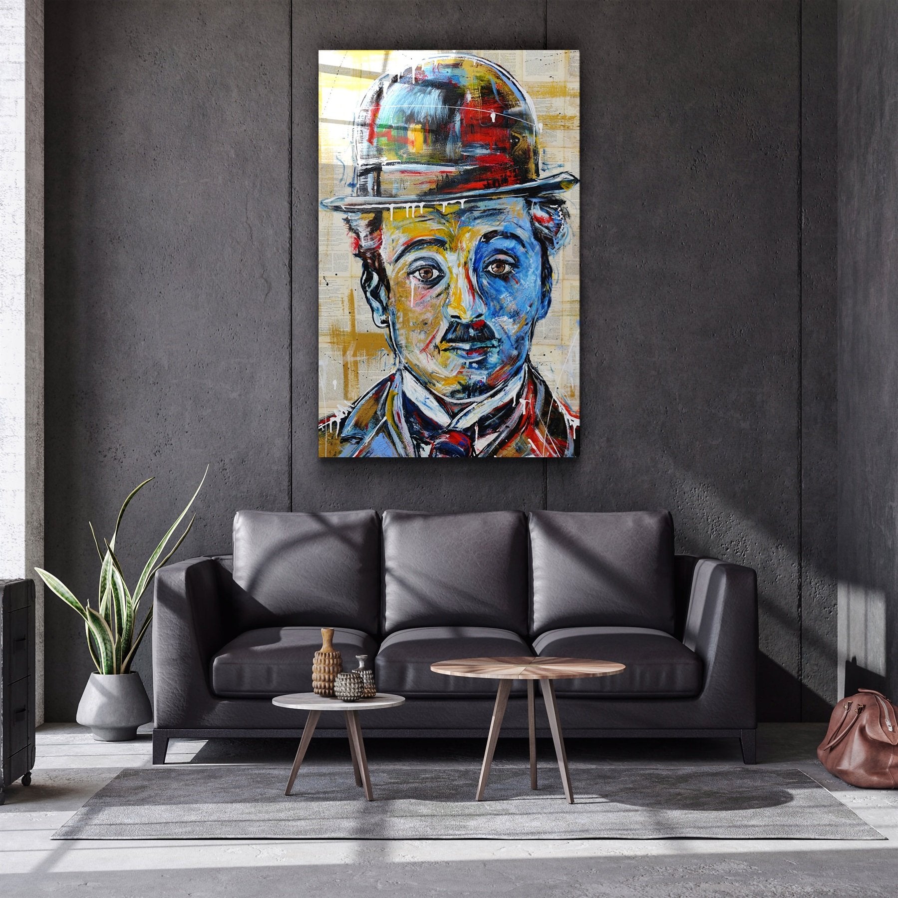・„Abstraktes Chaplin-Porträt“・<tc>Glasbild</tc>