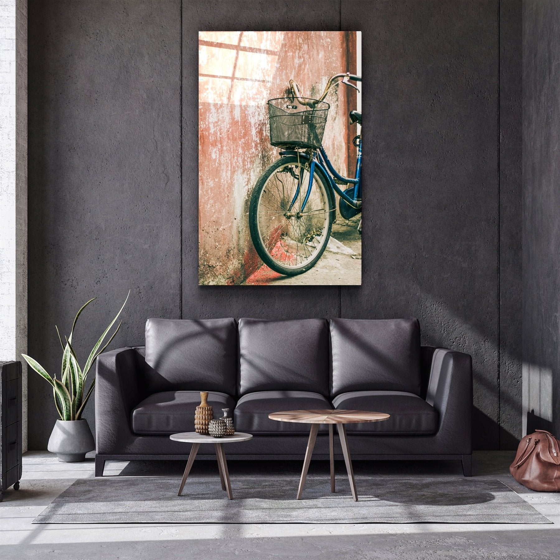 ・"Bicycle with Basket"・Glass Wall Art